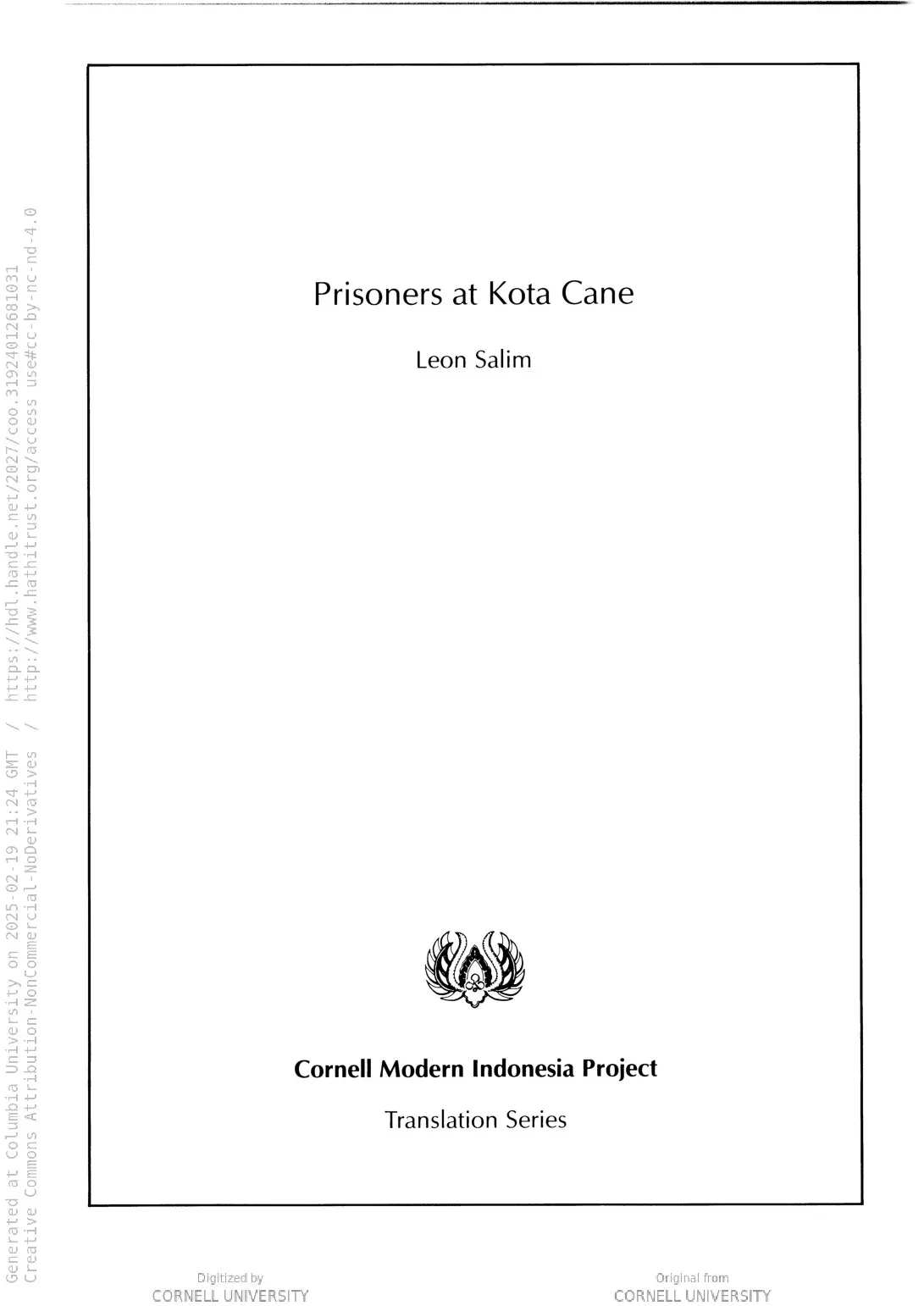 Prisoners at Kota Cane (Cornell Modern Indonesia Collection)