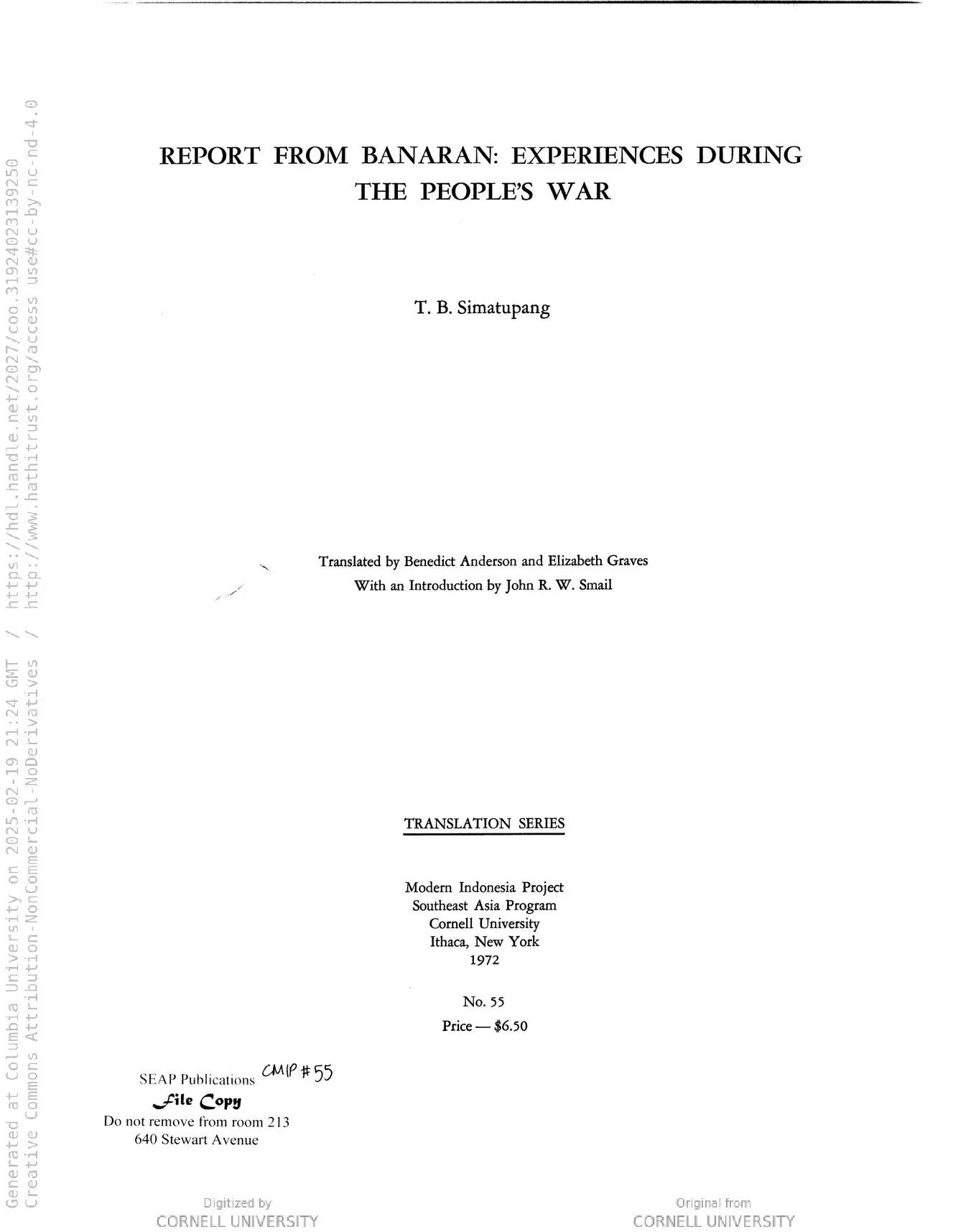 Report from Banaran: experiences during the people's war (Cornell Modern Indonesia Collection)