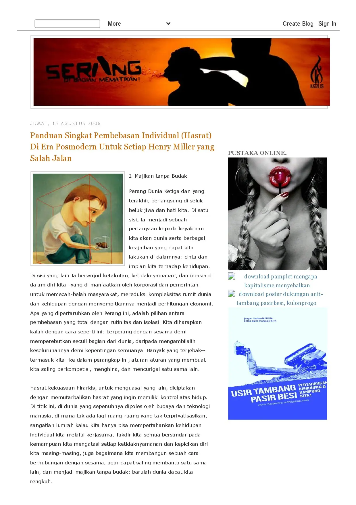 Panduan Singkat Pembebasan Individual (Hasrat) Di Era Posmodern: Untuk Setiap Henry Miller yang Salah Jalan
