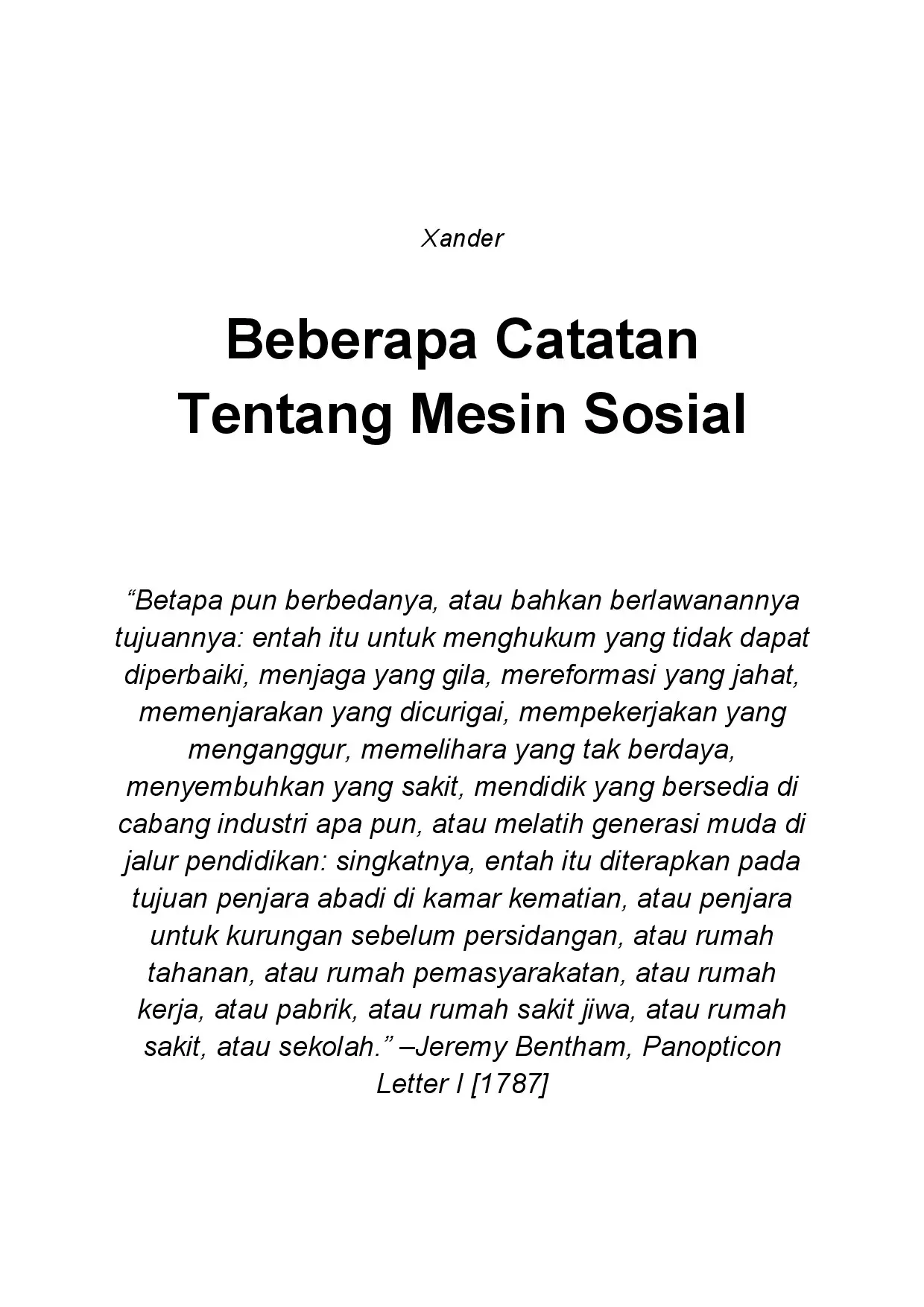 Beberapa Catatan Tentang Mesin Sosial