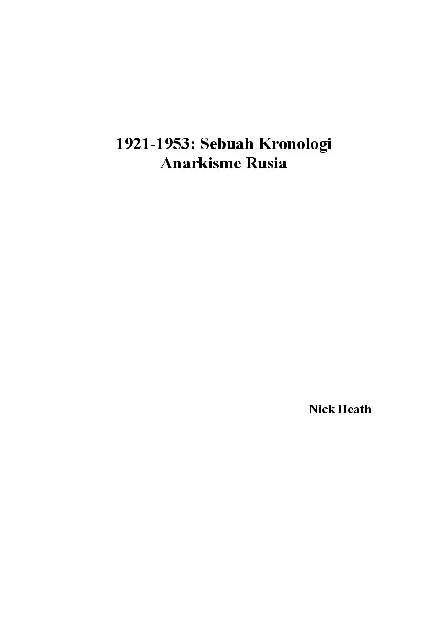 1921:  Sebuah Kronologi Anarkisme Rusia