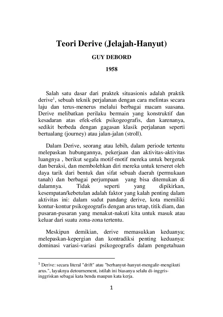 Teori Derive (Jelajah-Hanyut)