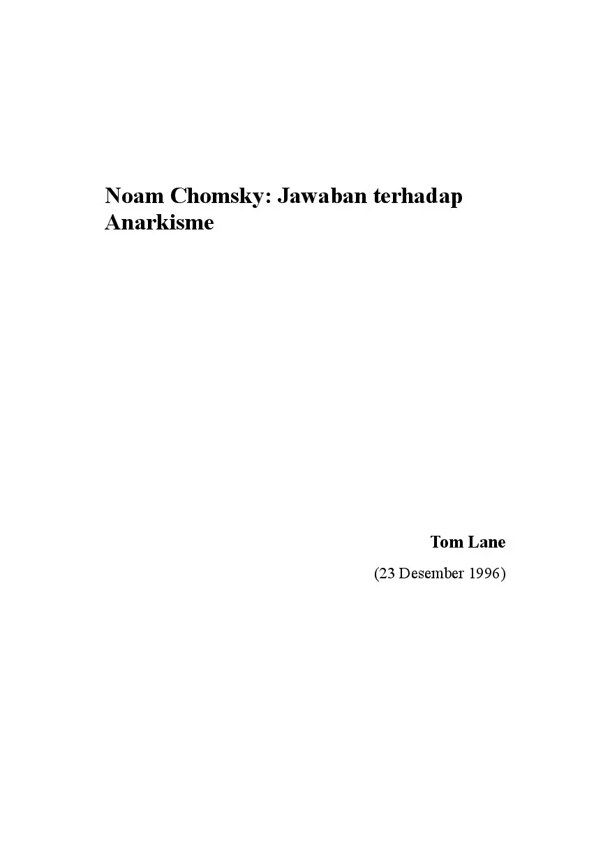 Noam Chomsky: Jawaban terhadap Anarkisme