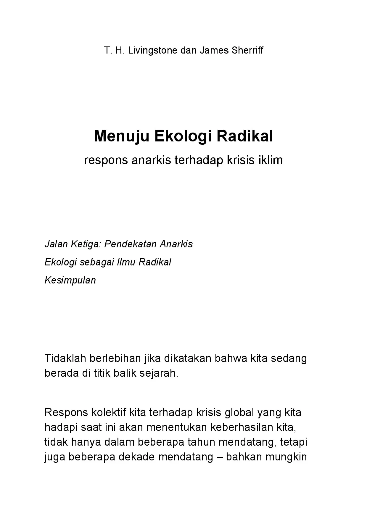 Menuju Ekologi Radikal