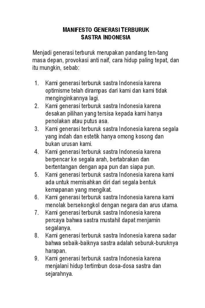 Kiamat Baru: Antologi Esai, Puisi, dan Cerita Generasi Terburuk Sastra Indonesia