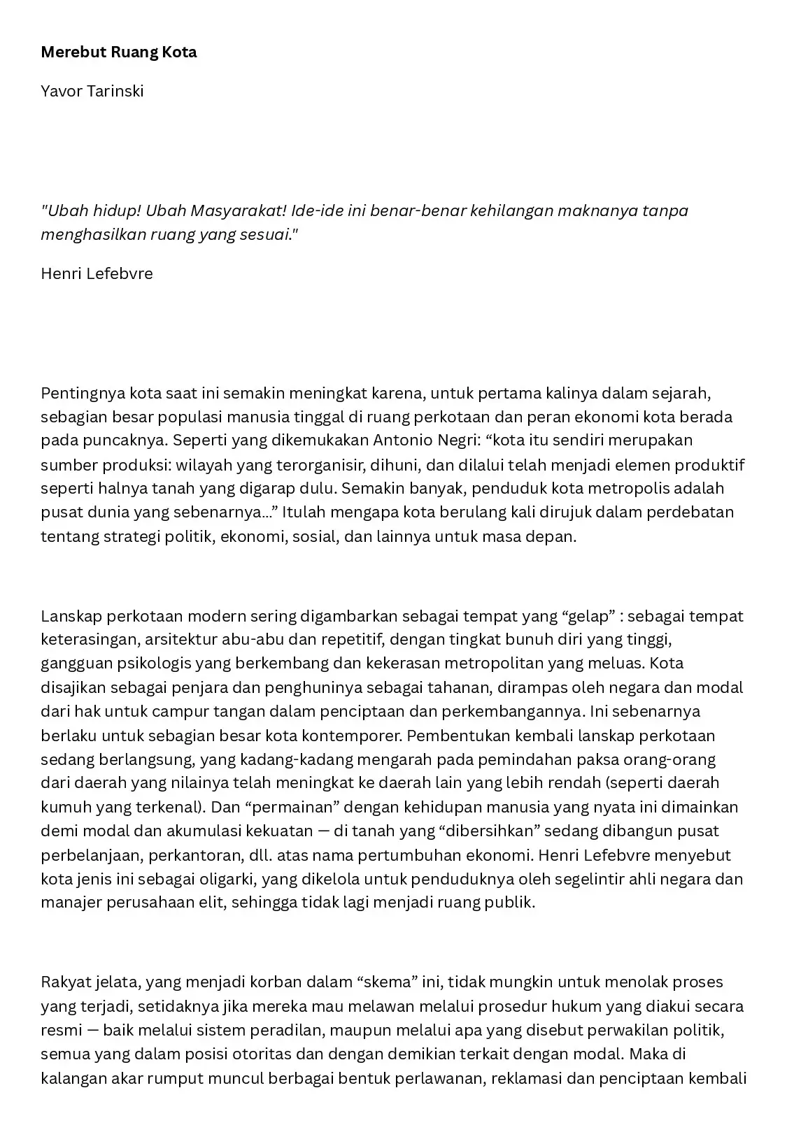 Merebut Ruang Kota