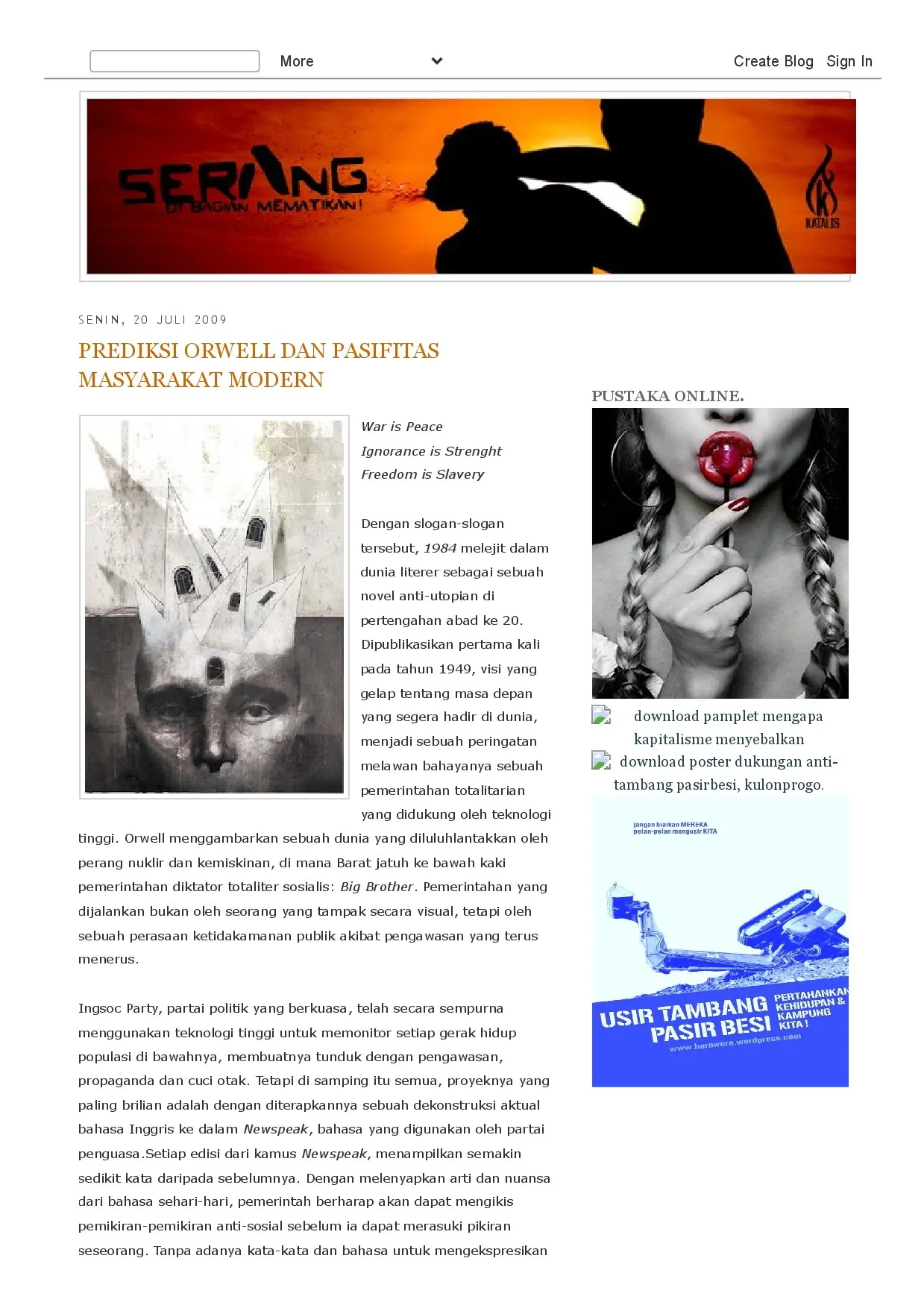 Prediksi Orwell dan Pasifitas Masyarakat Modern