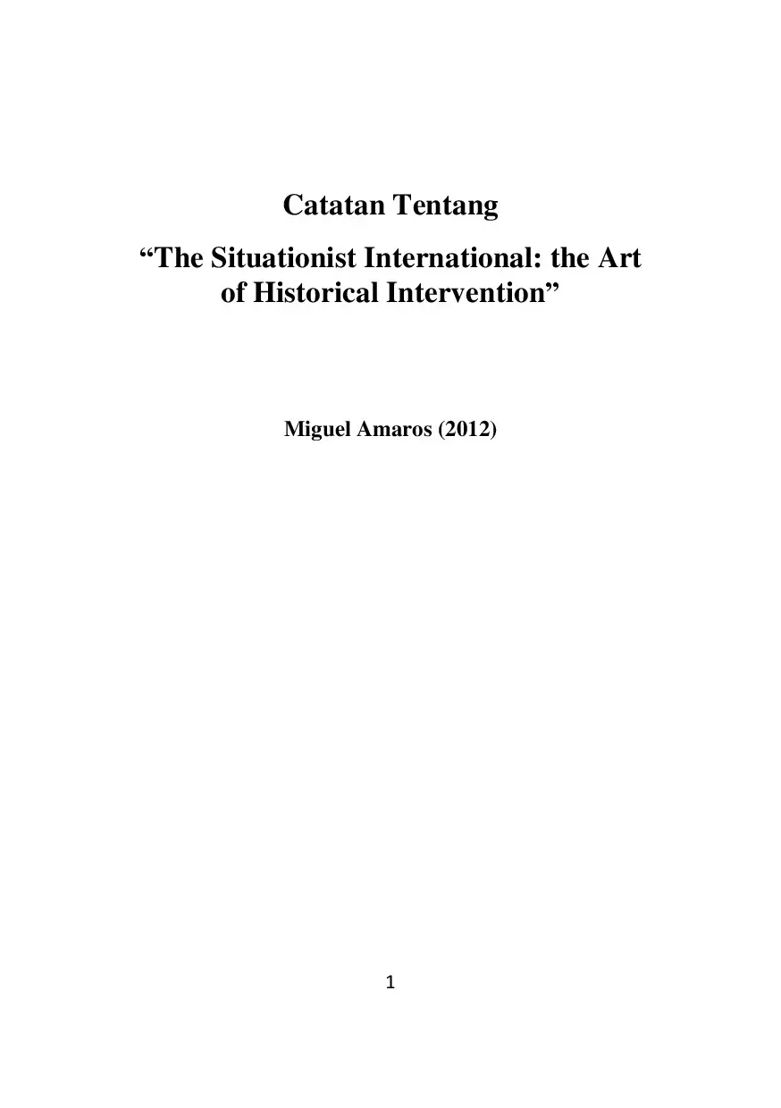Catatan Tentang “The Situationist International: the Art  of Historical Intervention”