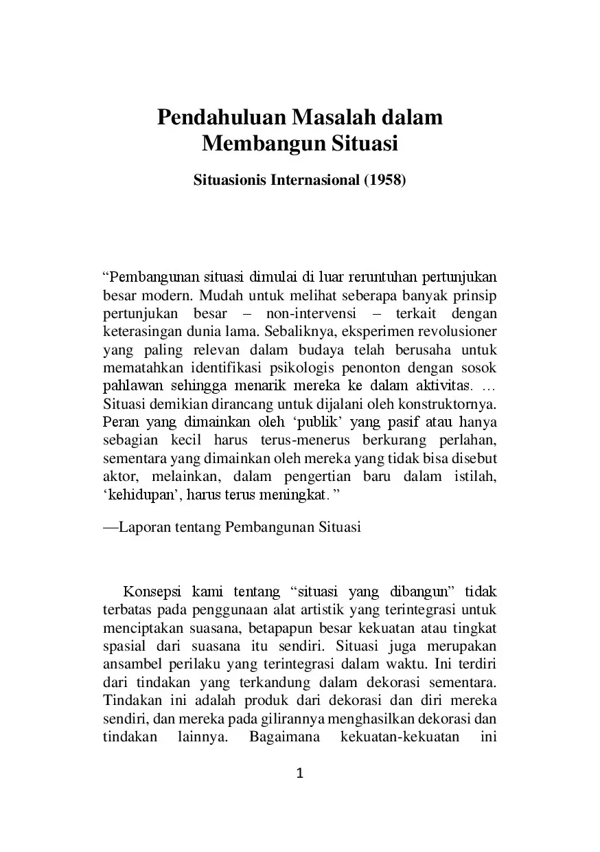 Pendahuluan Masalah dalam Membangun Situasi