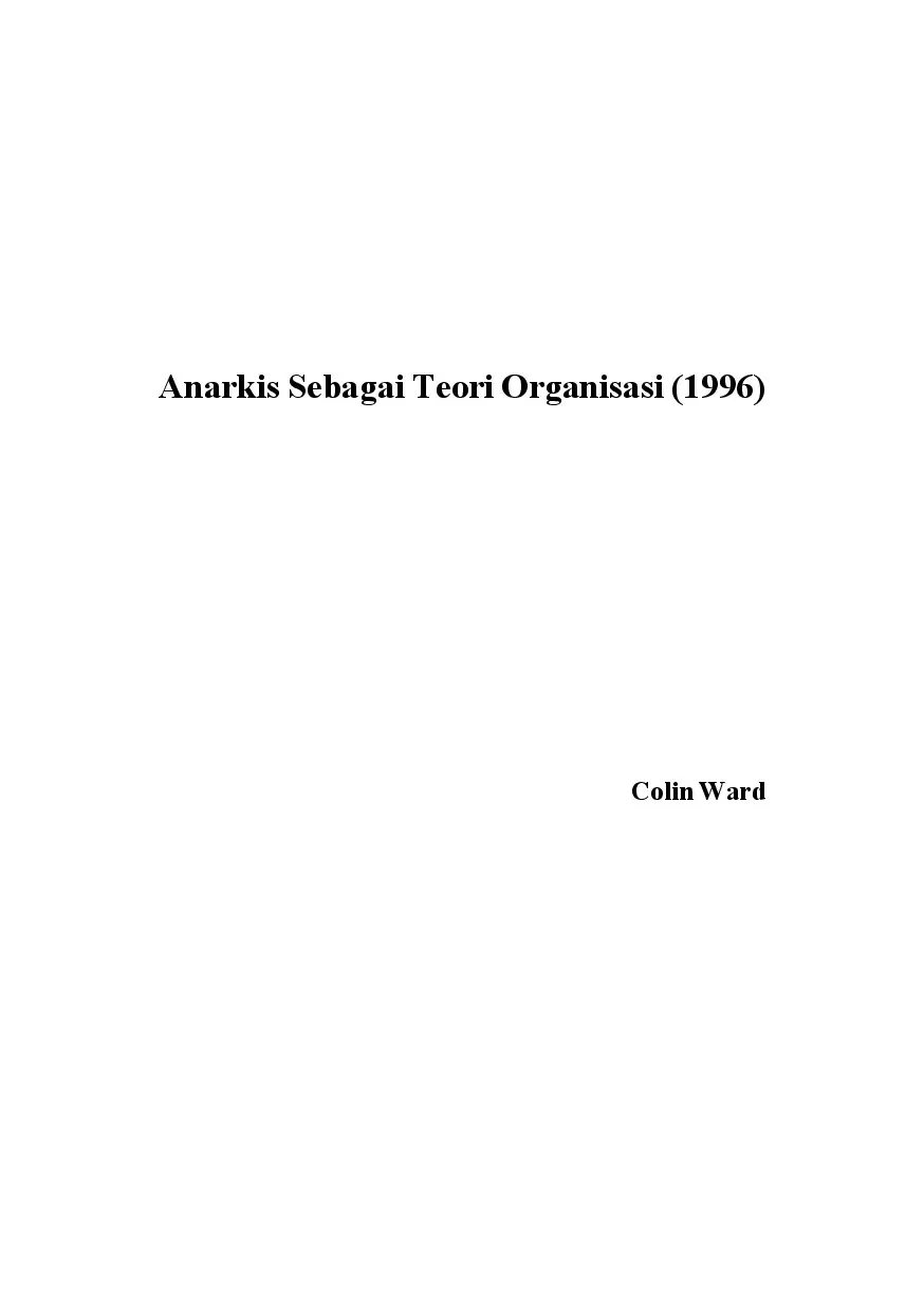 Anarkis Sebagai Teori Organisasi