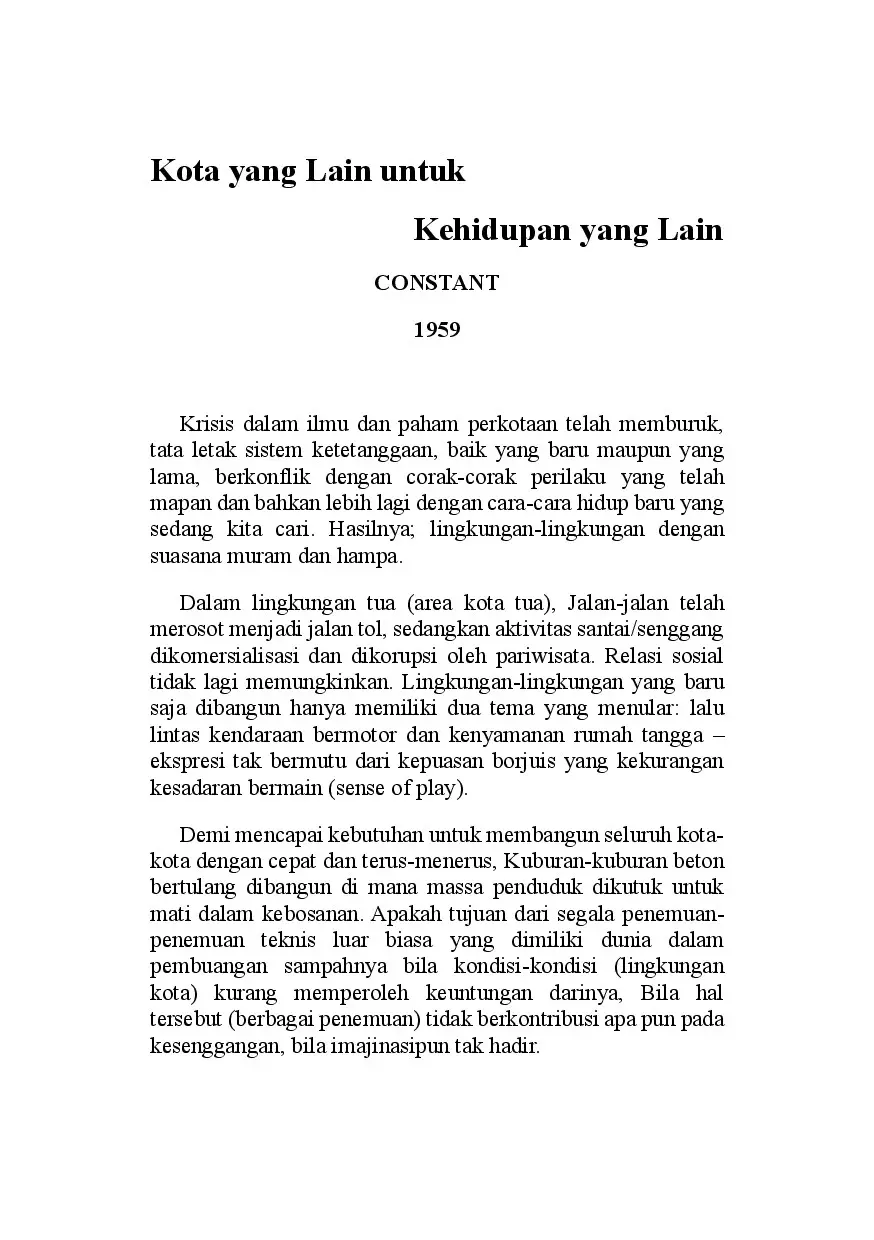Kota yang Lain untuk Kehidupan yang Lain