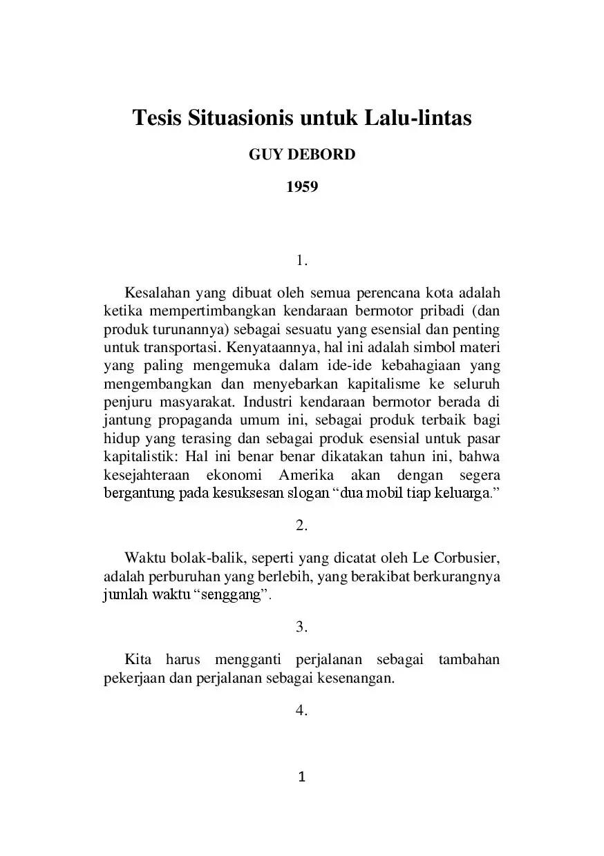 Tesis Situasionis untuk Lalu-Lintas