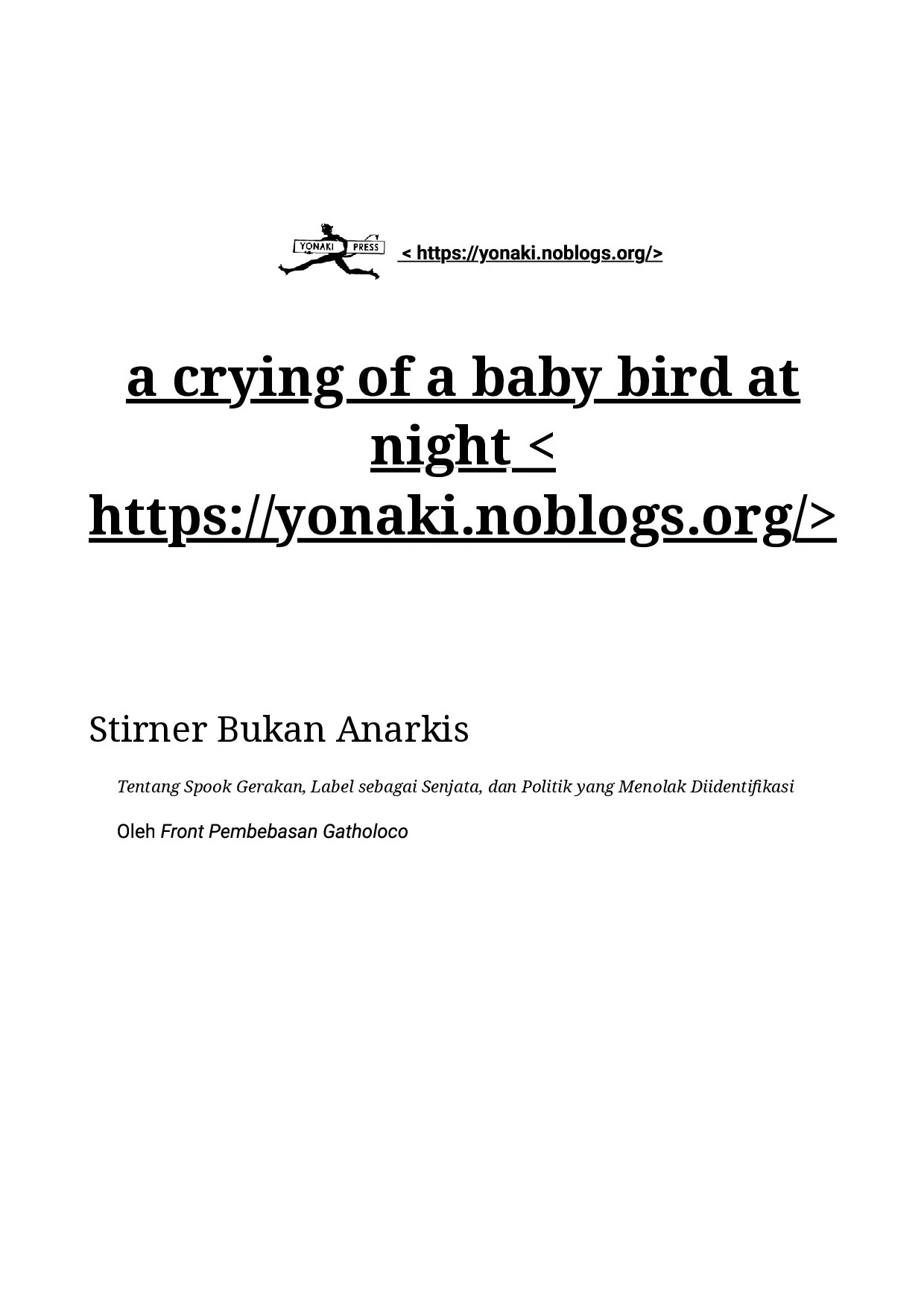 Stirner Bukan Anarkis
