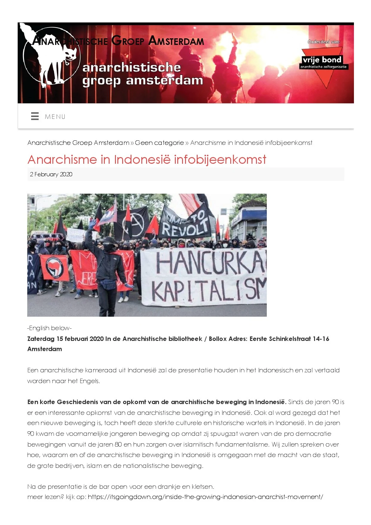 Anarchisme In Indonesië Infobijeenkomst