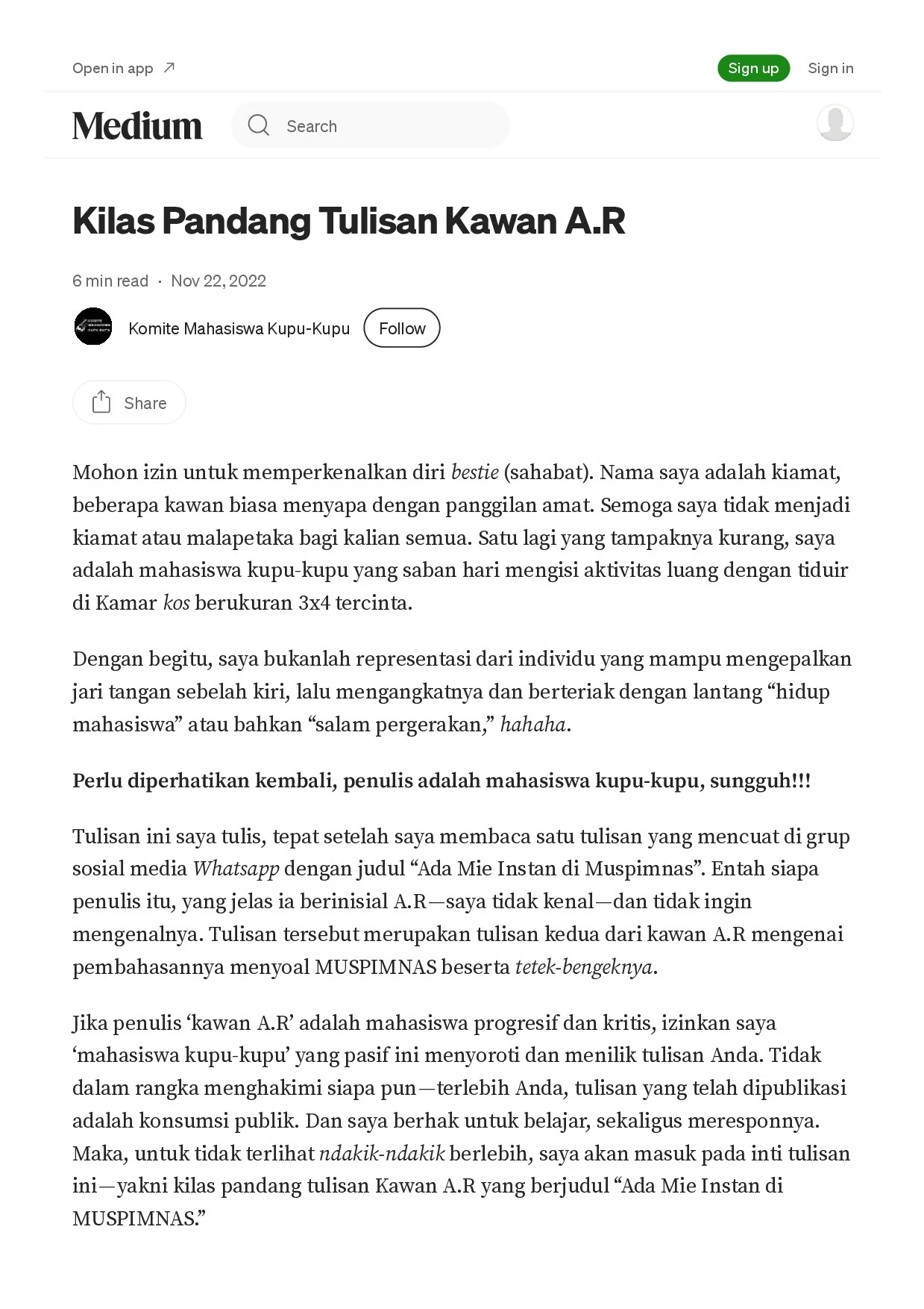 Komite Mahasiswa Kupu-Kupu (2022)