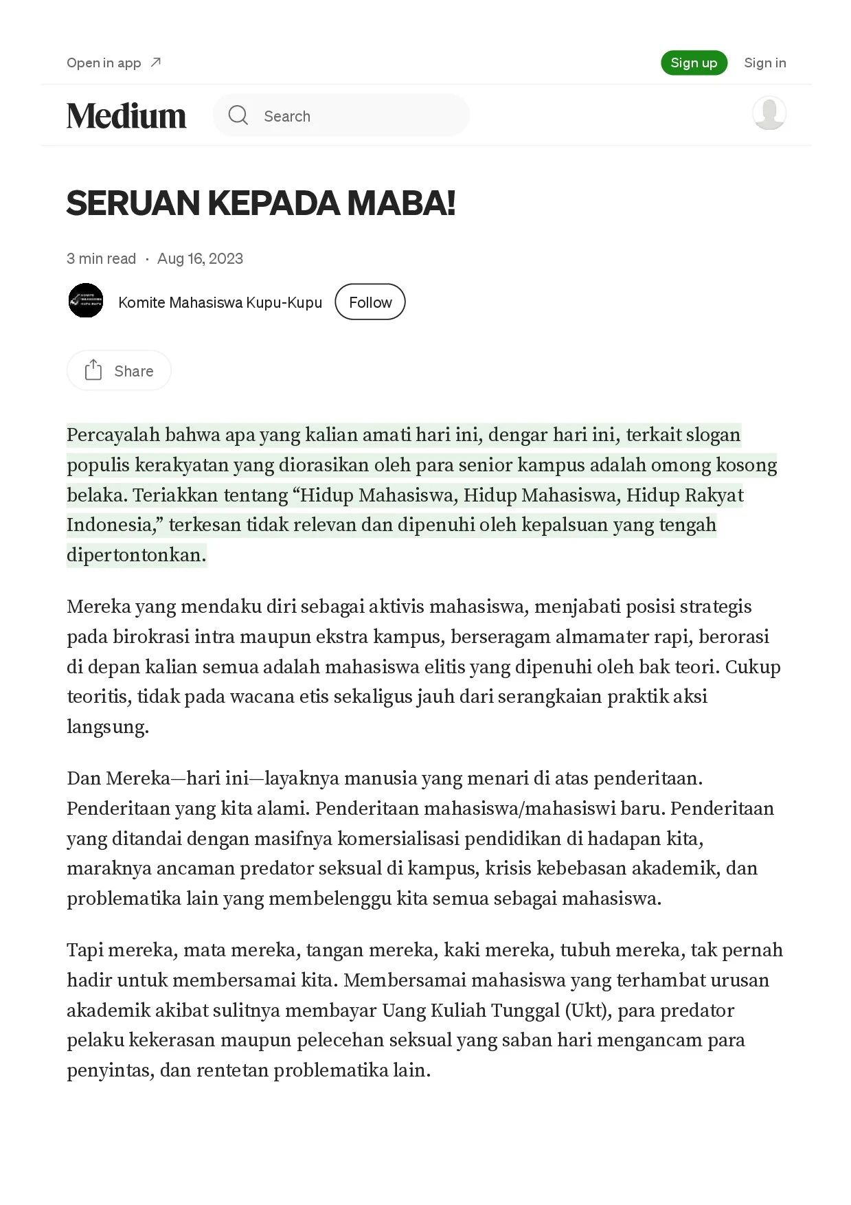 Komite Mahasiswa Kupu-Kupu (2023)