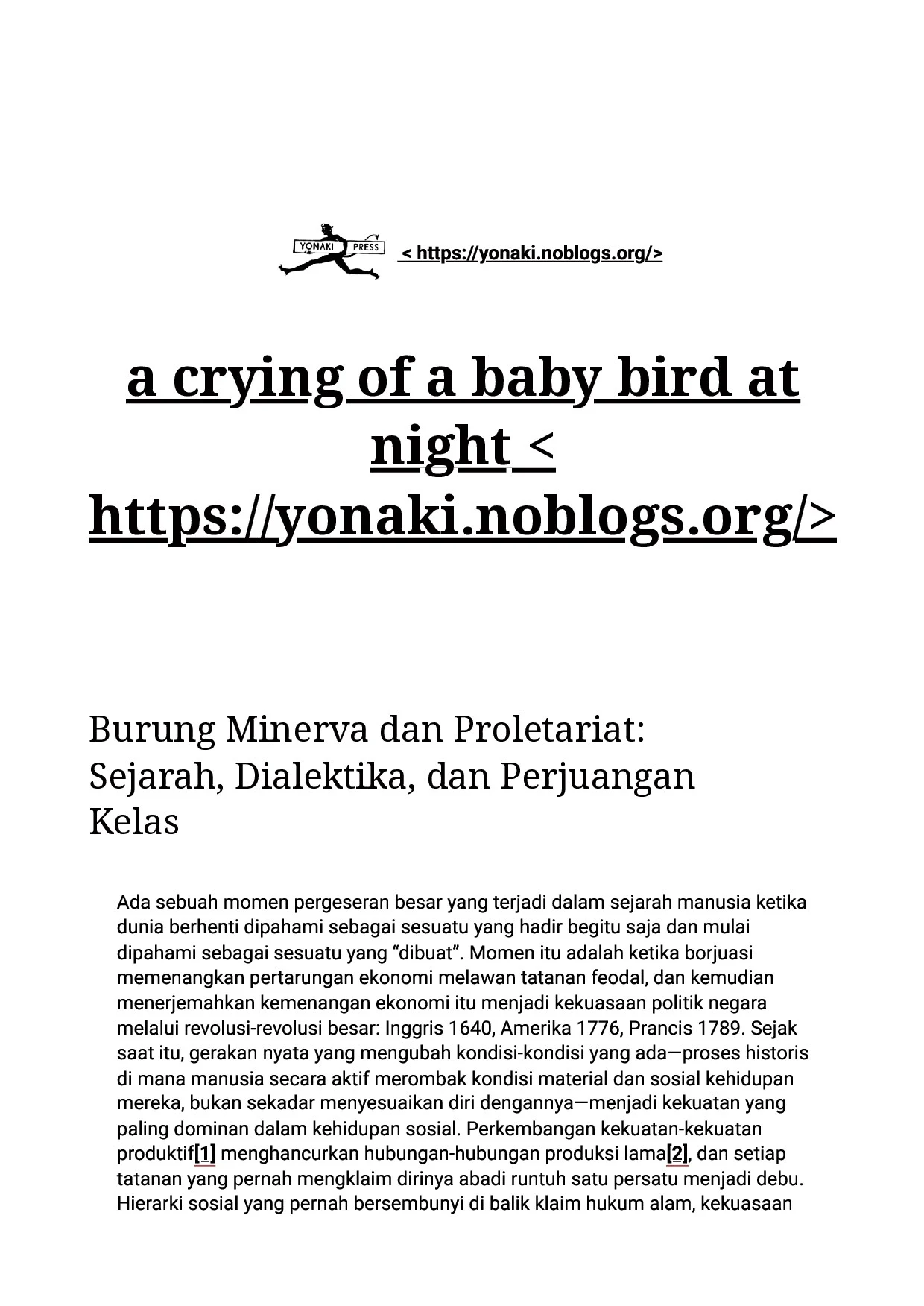 Burung Minerva dan Proletariat: Sejarah, Dialektika, dan Perjuangan Kelas