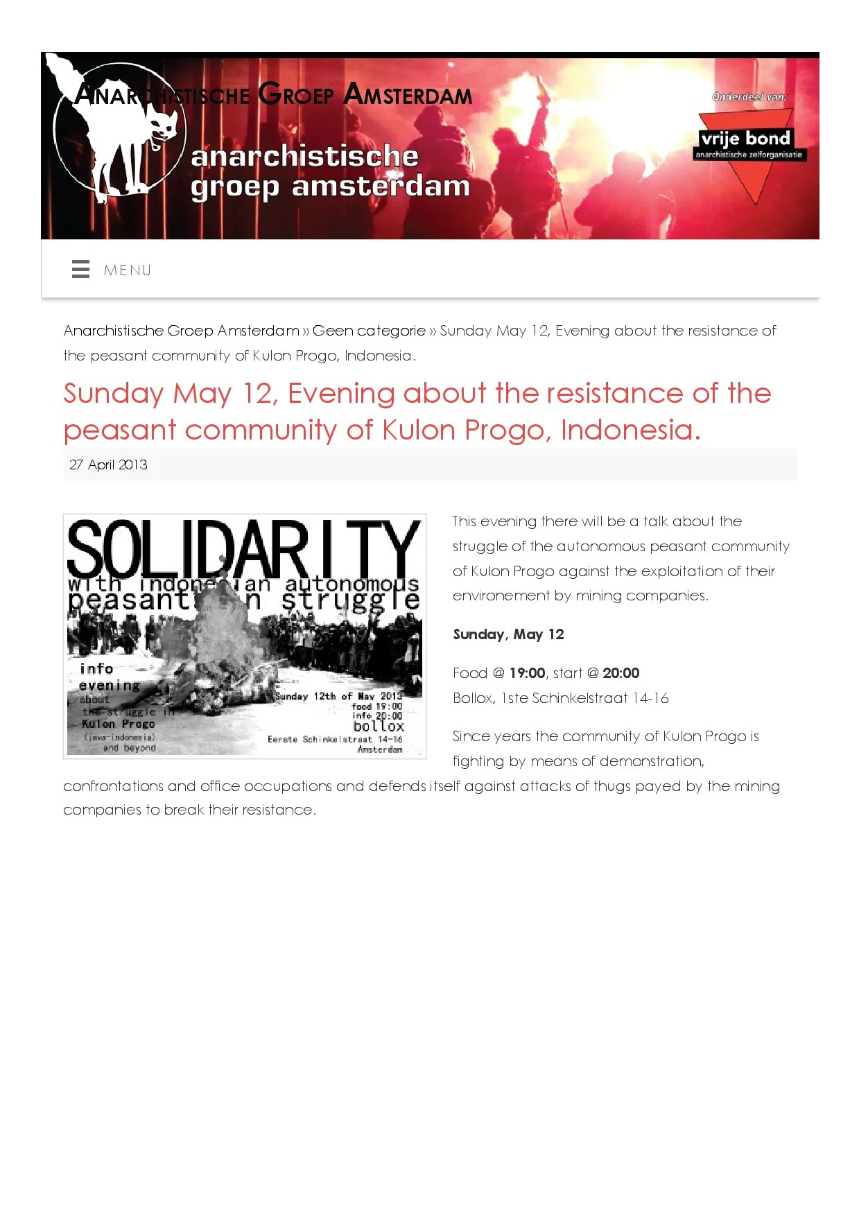 Sunday May 12, Evening About The Resistance Of The Peasant Community Of Kulon Progo, Indonesia