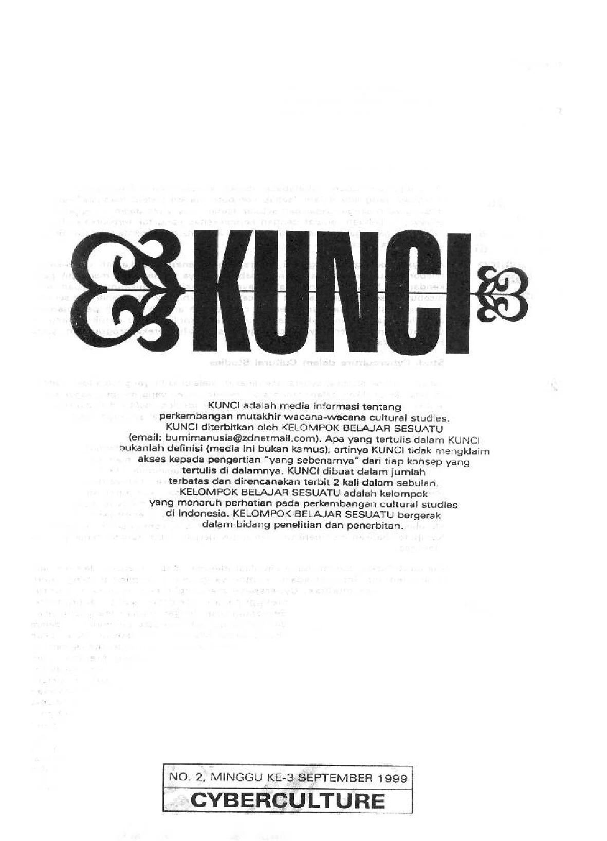 Newsletter KUNCI No. 2: Cyberculture