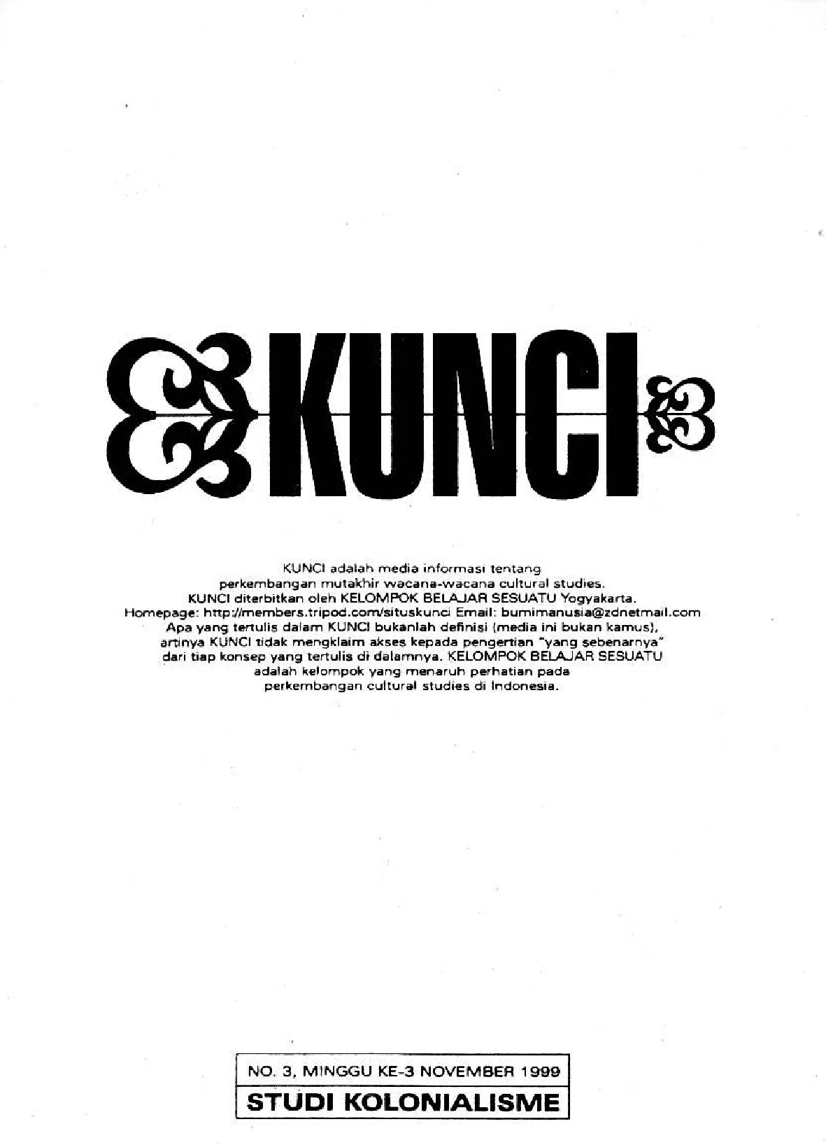 Newsletter KUNCI No. 3: Studi Kolonialisme