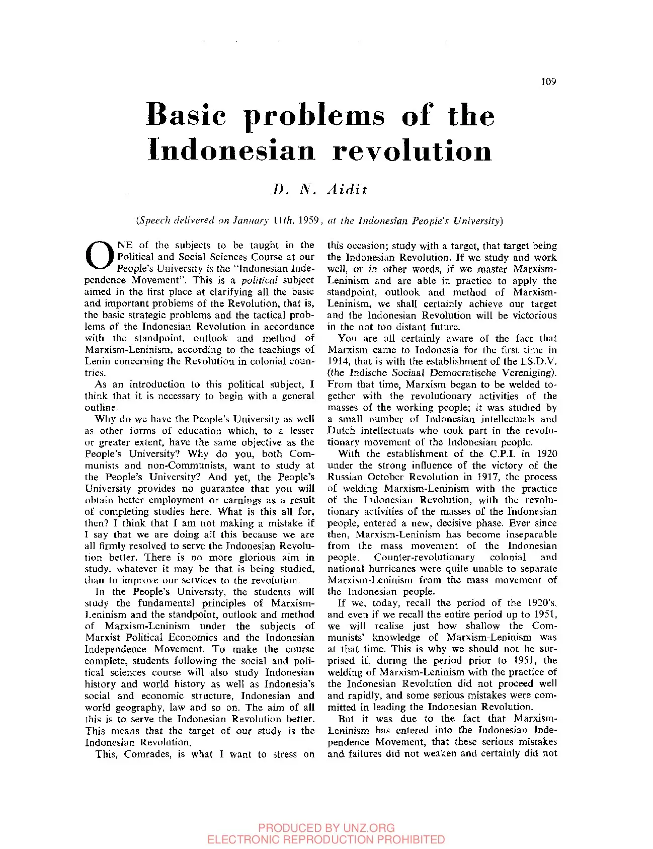 Basic problems of the Indonesian revolution