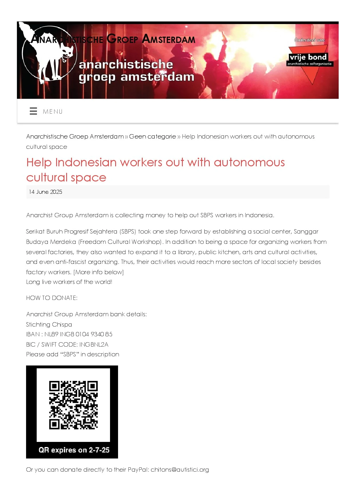 Help Indonesian Workers Out With Autonomous Cultural Space