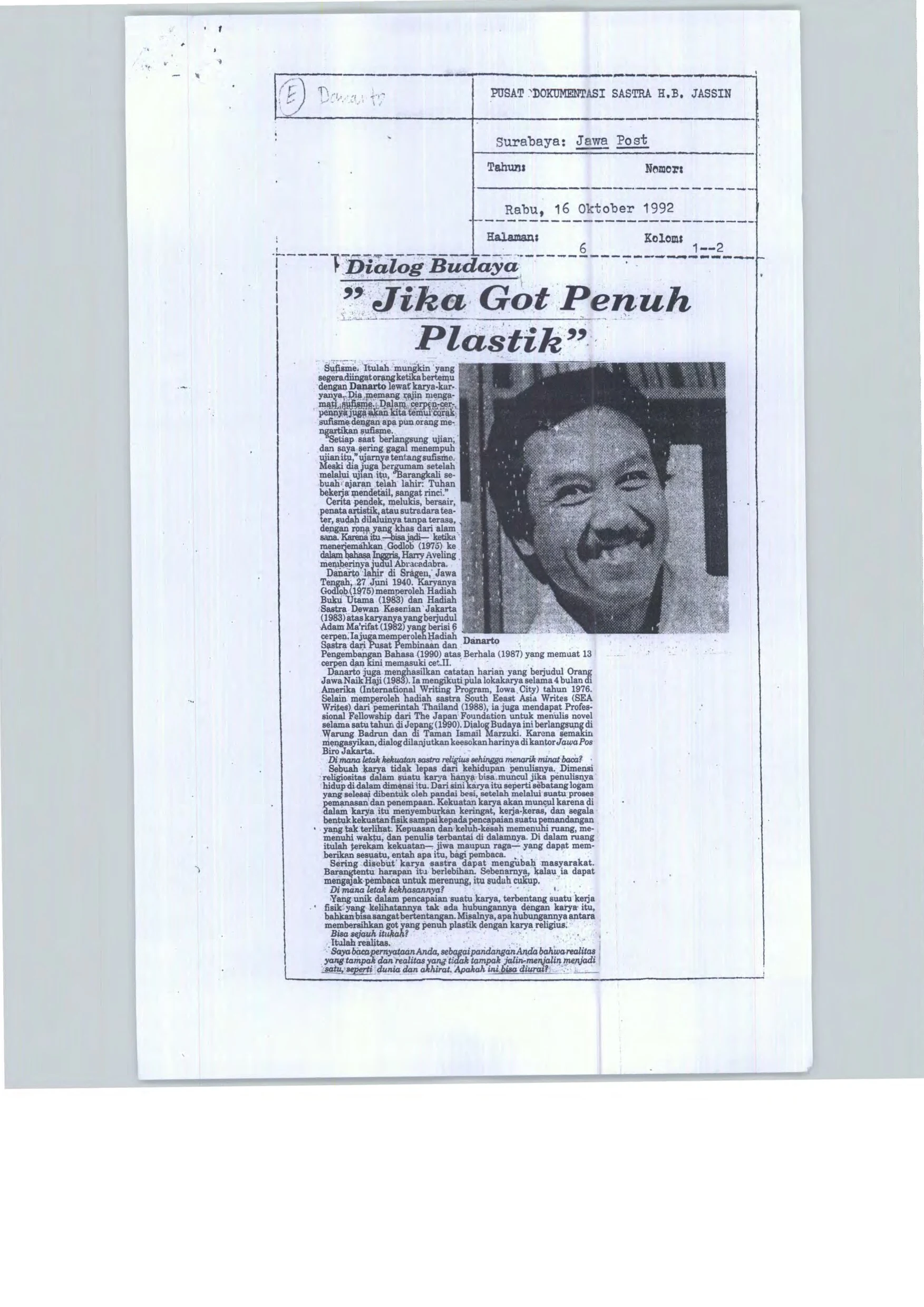 Dialog budaya: Jika got penuh plastik (Cultural dialogue: When the waterways are blocked by plastic bags)
