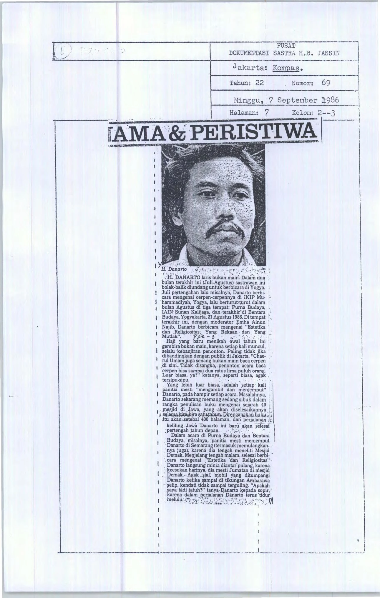 Nama dan Peristiwa (Name and Happenings column)