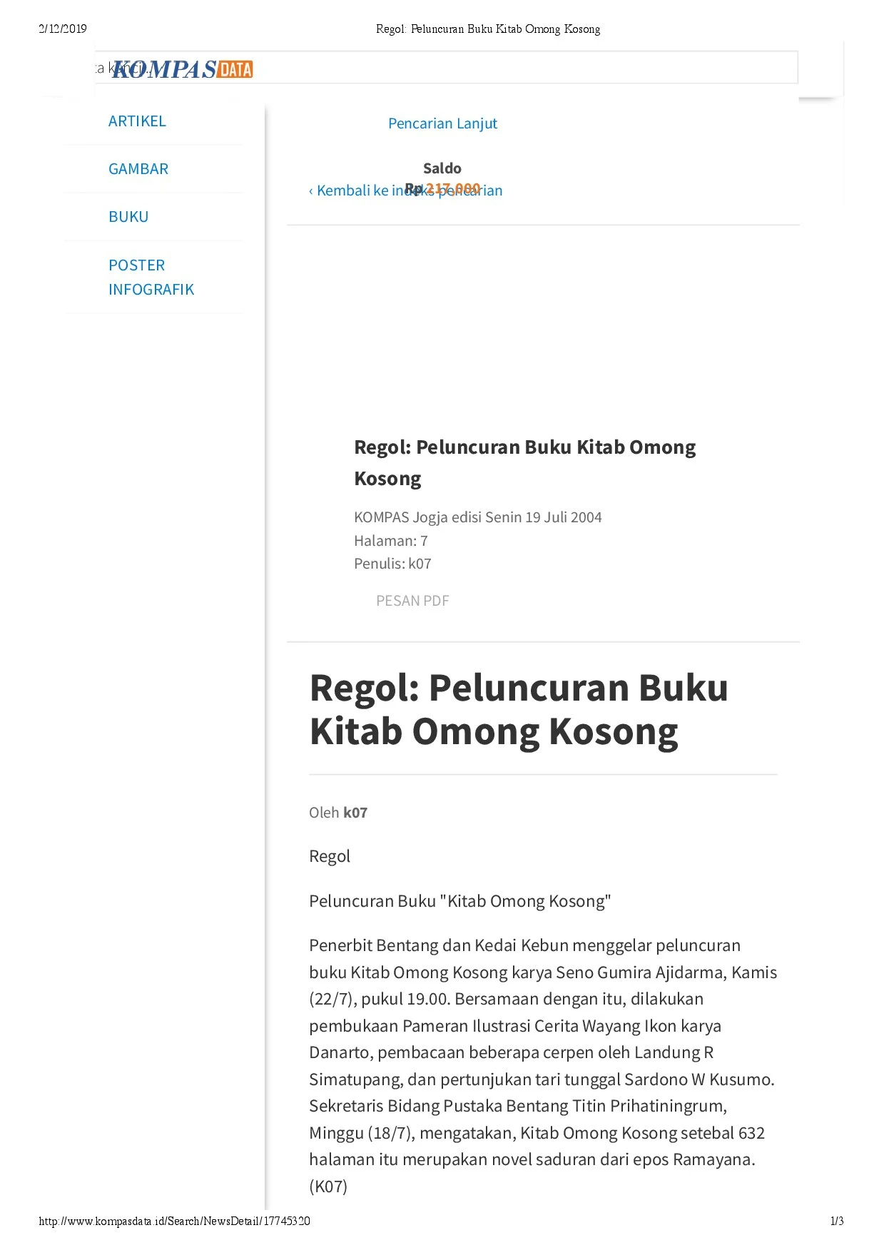 Regol: Peluncuran Buku Kitab Omong Kosong (Regol: Book Launching of Kitab Omong Kosong)