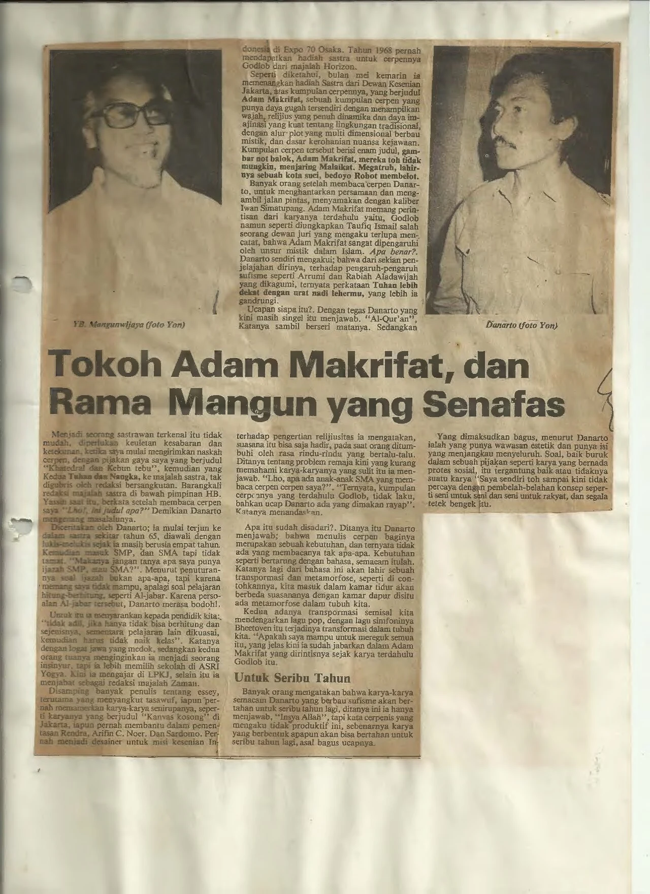 The Figure of Adam Ma'rifat in the same breath with Father Mangun