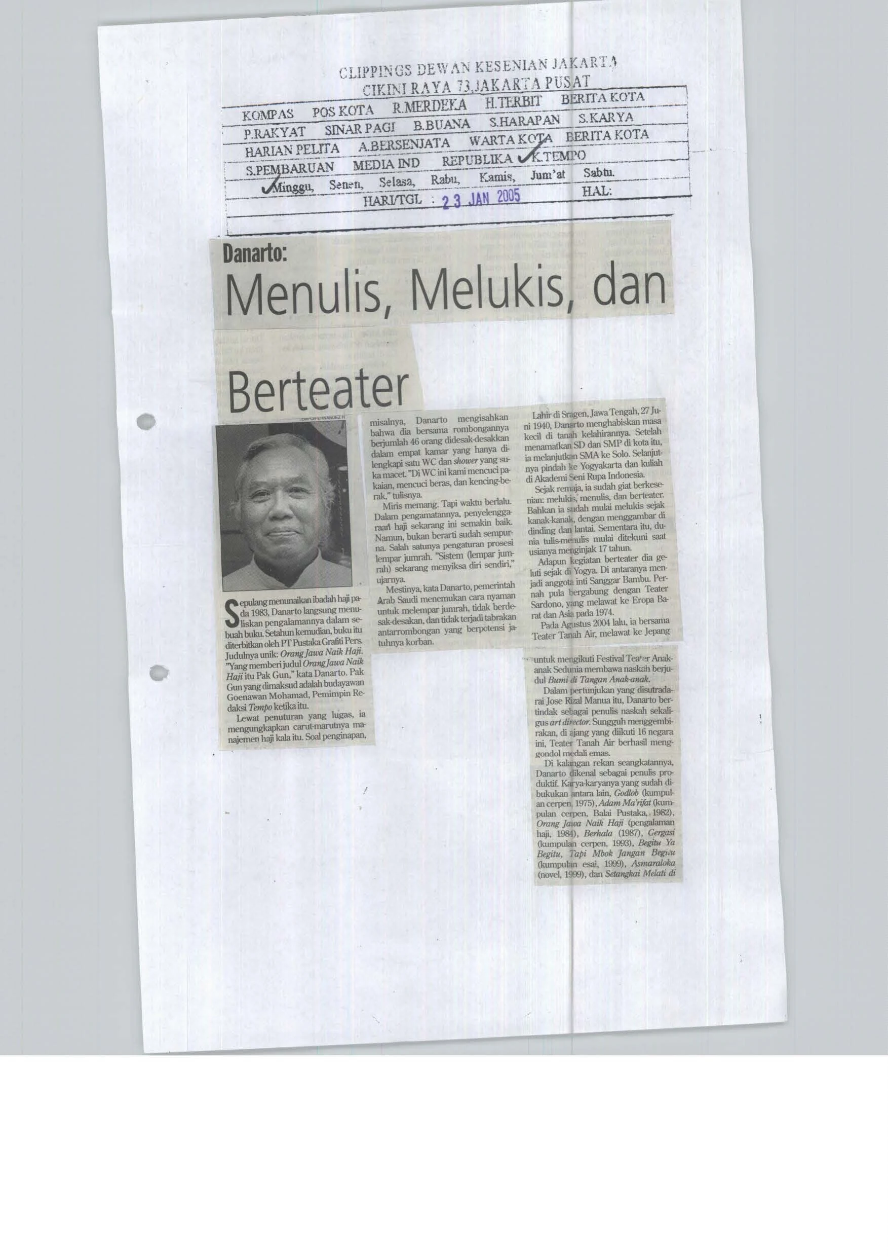 Danarto: Menulis, Melukis, dan Berteater (Danarto: Writing Painting, and Making Theatre)