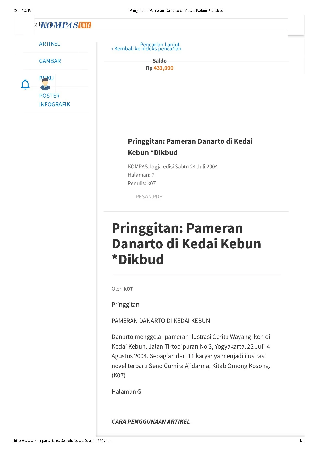 Pringgitan: Pameran Danarto di Kedai Kebun *Dikbud (Pringgitan: Danarto's Exhibition at Kedai Kebun *Ministry of Education and Culture)