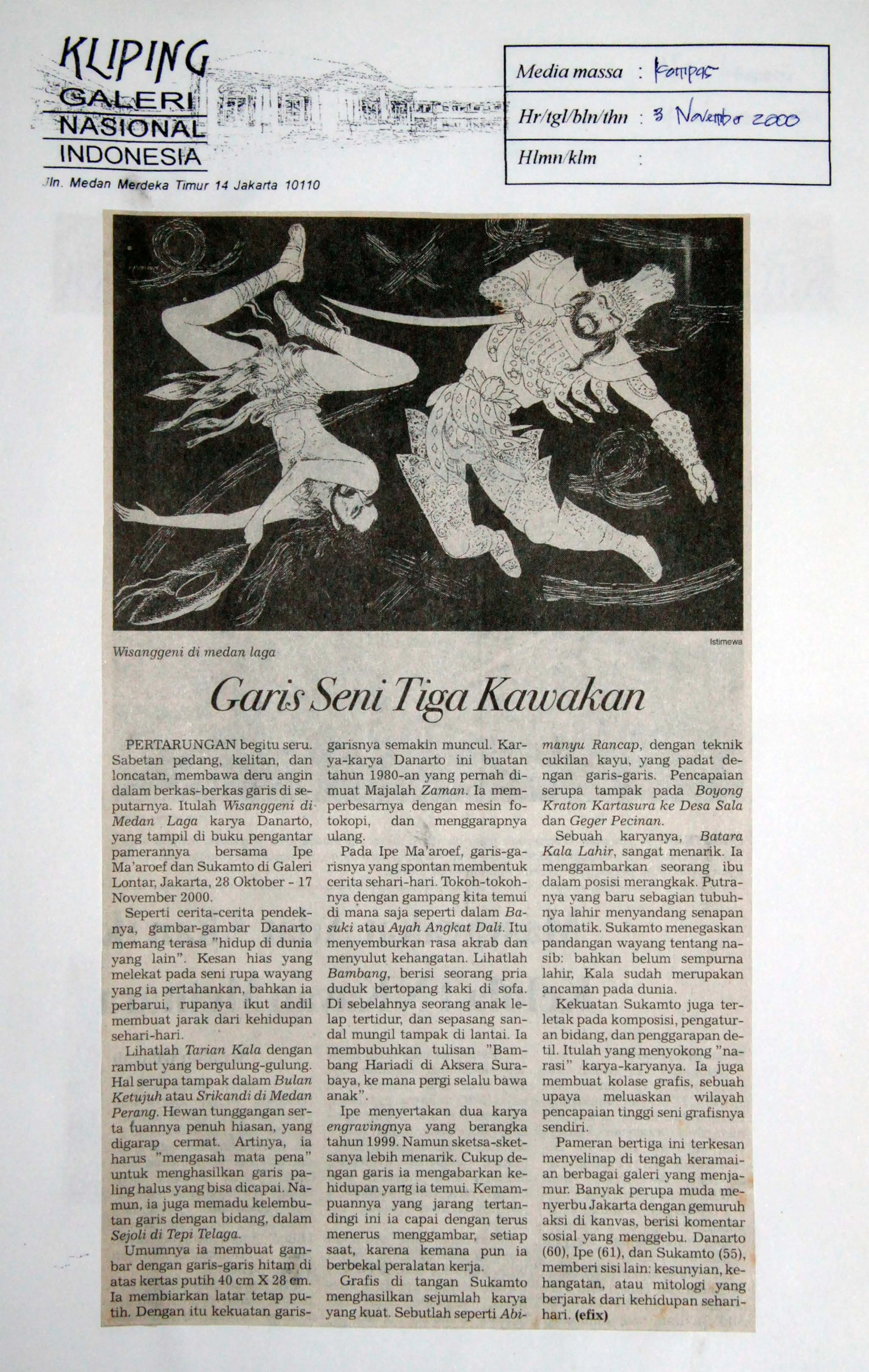Garis seni tiga kawakan (Lines by three masters)
