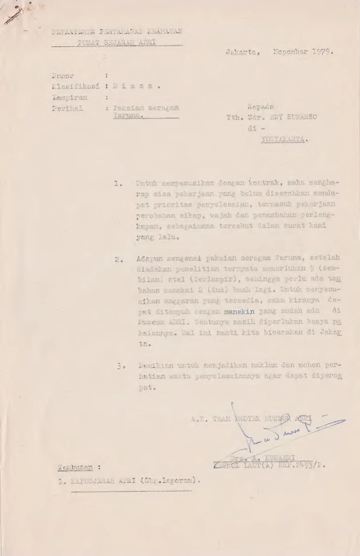 Surat Perihal Pakaian Seragam Taruna