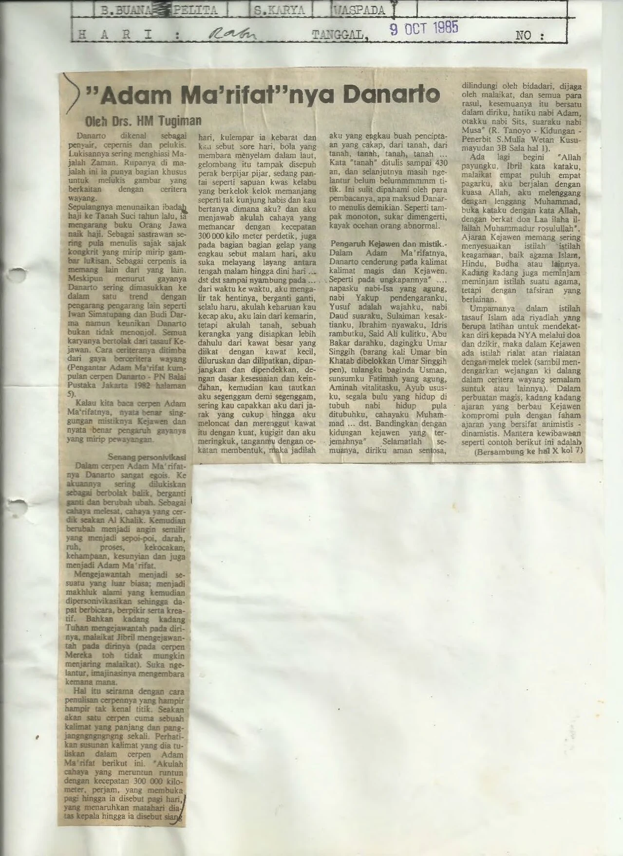 "Adam Ma'rifat"nya Danarto (Danarto's "Adam Ma'rifat")