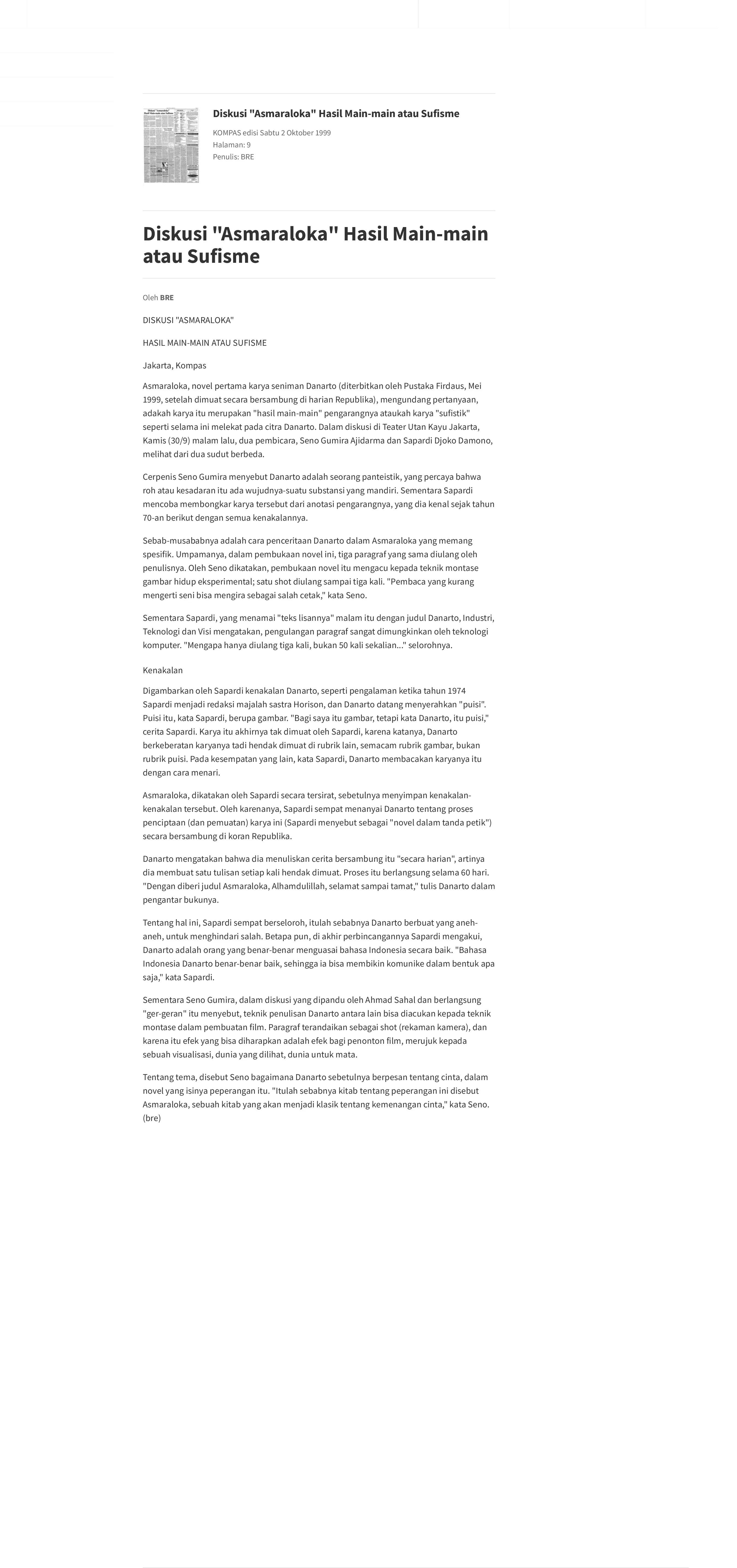 Diskusi "Asmaraloka" Hasil Main-main atau Sufisme (A Discussion on "Asmaraloka" Born out of Playing Around or Sufism)