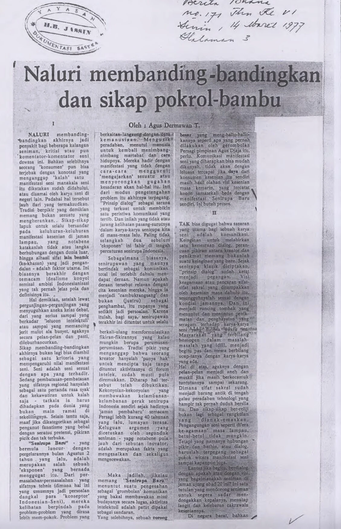 The urge to weigh up and a certain attitude of “Pokrol-Bambu”