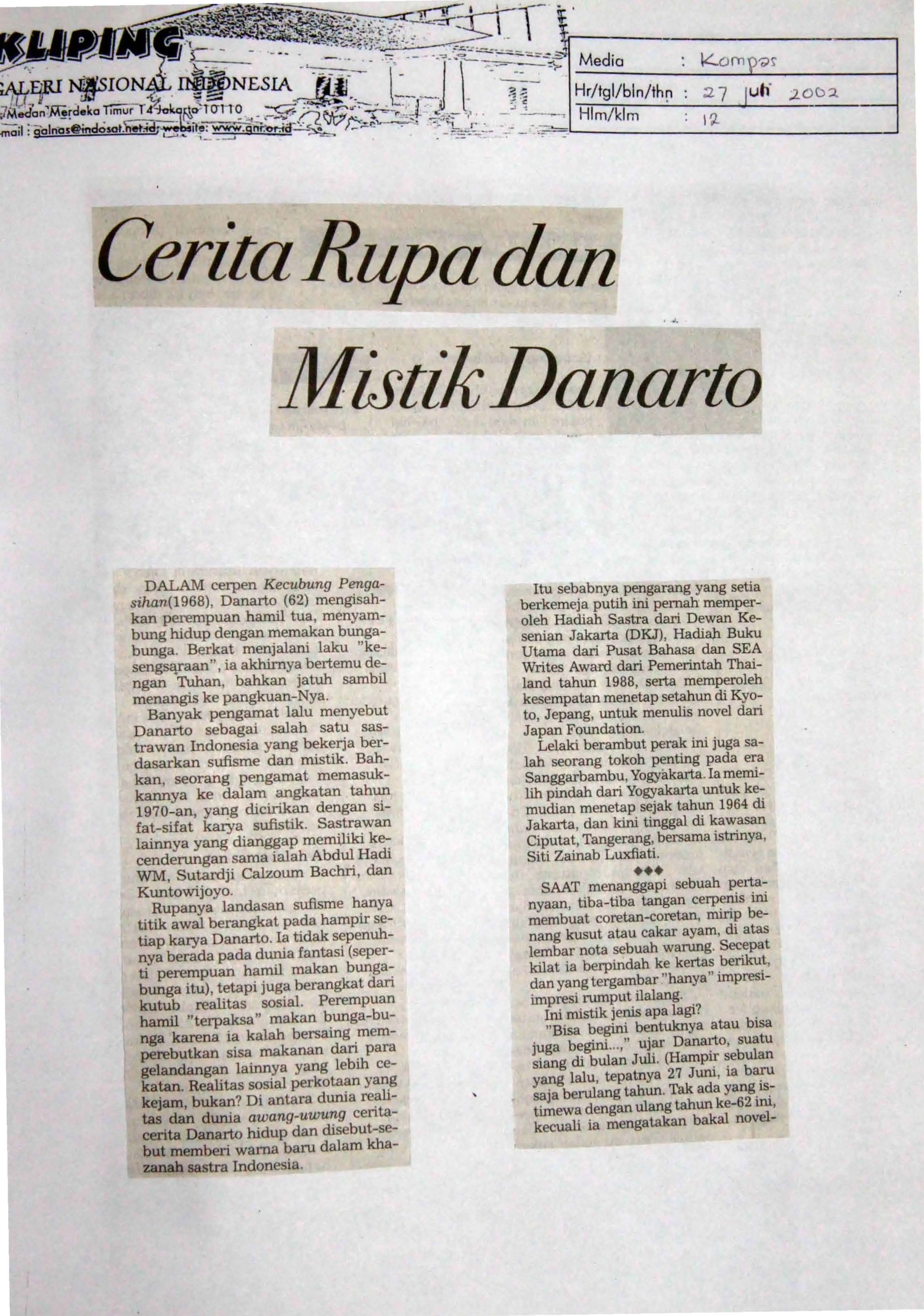 Cerita Rupa dan Mistik Danarto (Danarto's Mystical and Visual Stories)