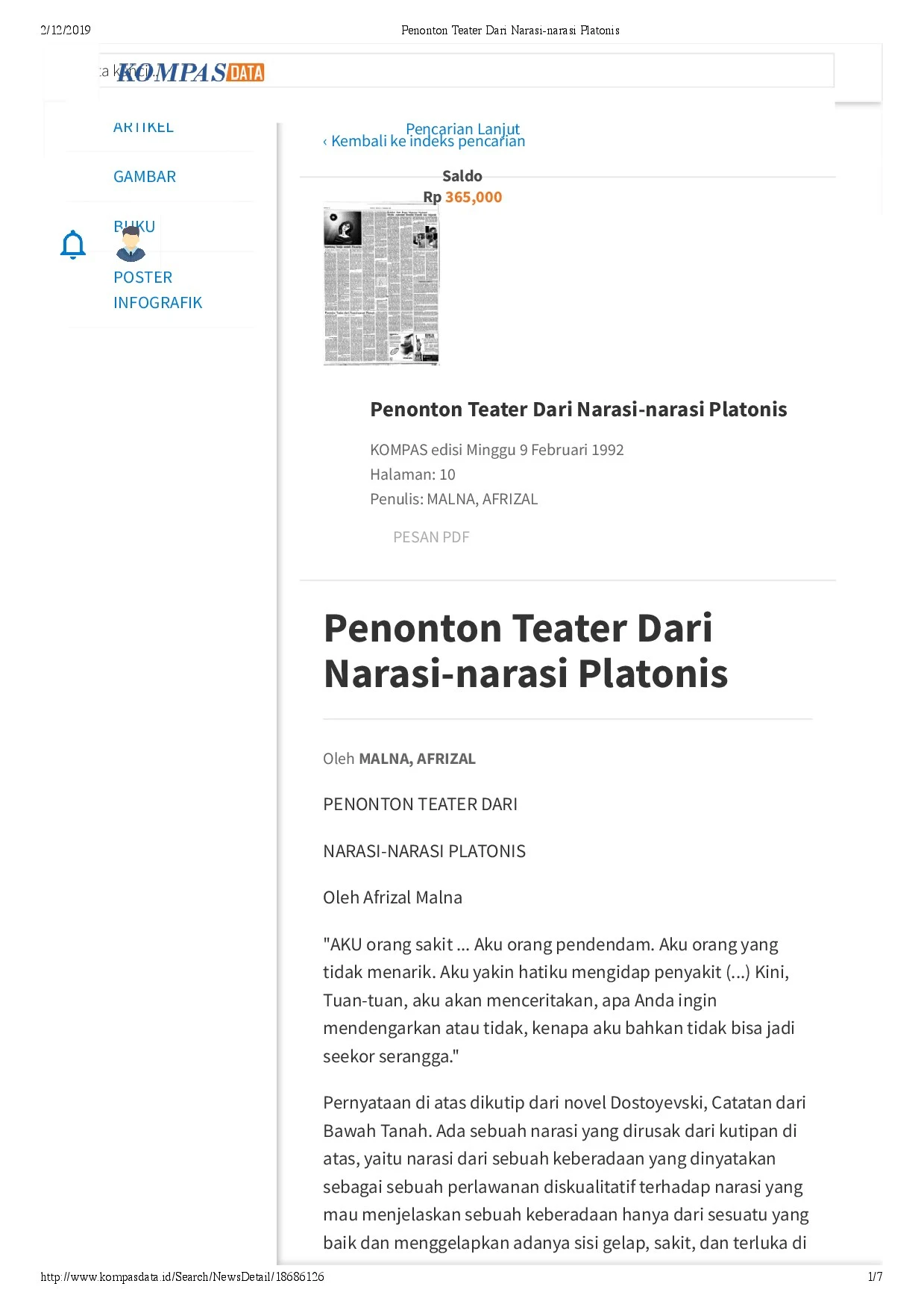 Penonton Teater dari Narasi-narasi Platonis (Theatre audience of platonic narratives)