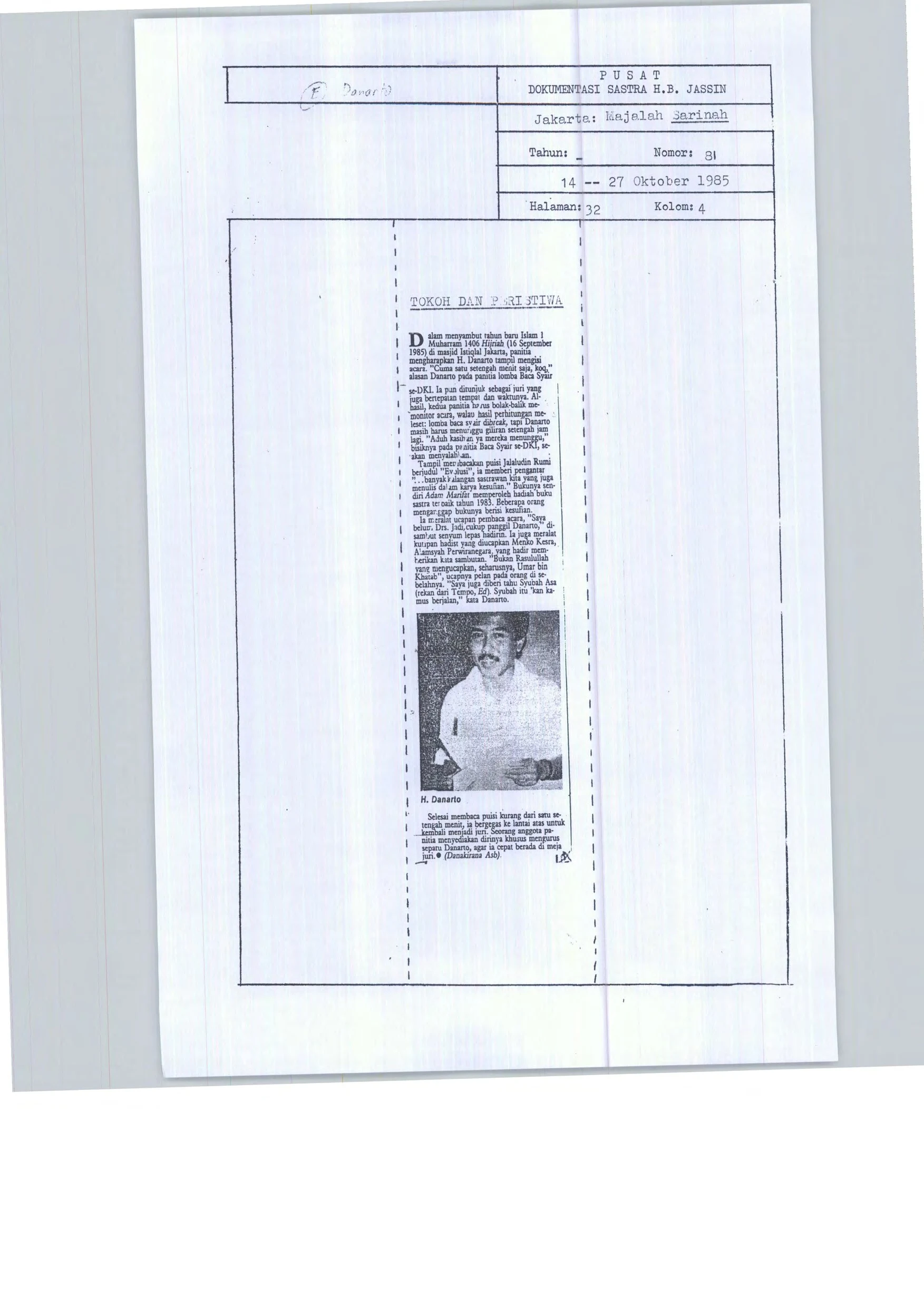 Kolom Tokoh dan Peristiwa (Figure and Happenings Column)