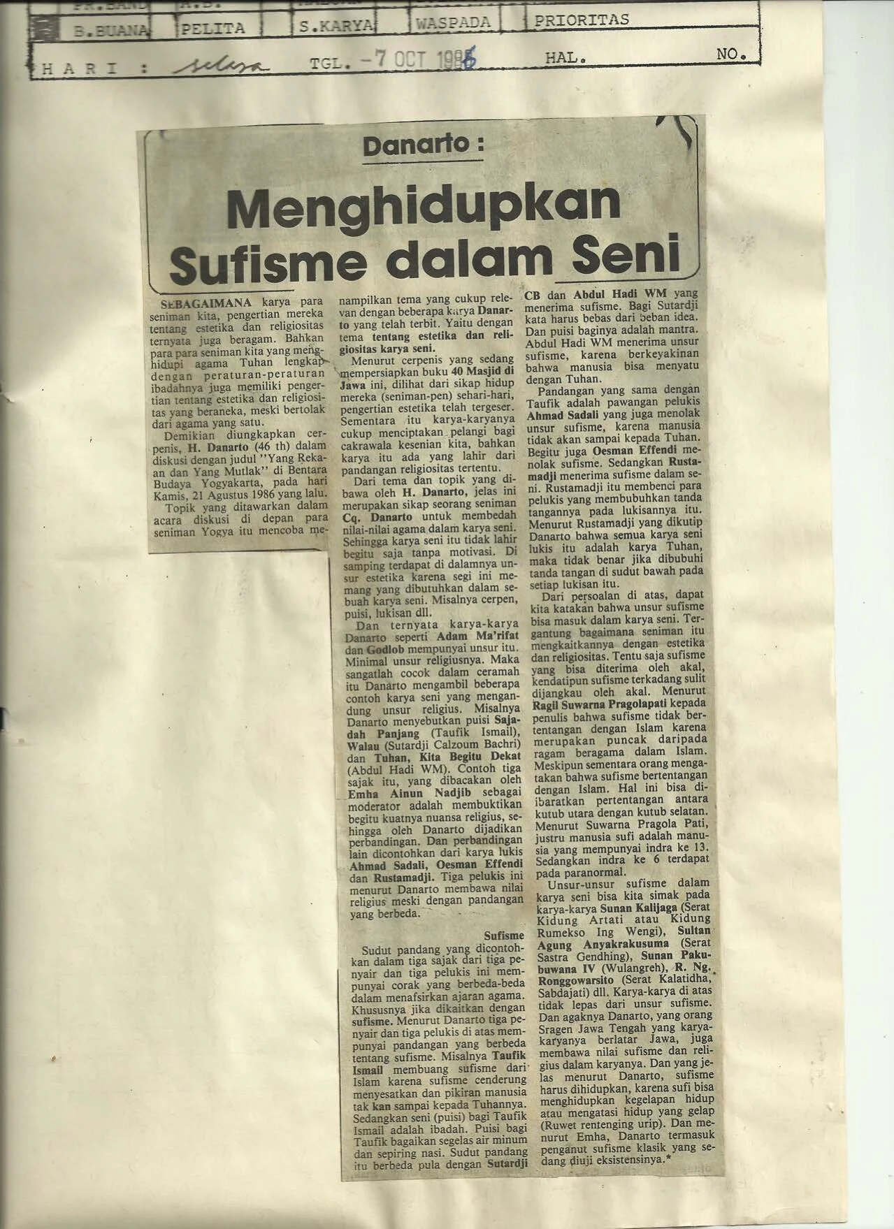 Danarto: Menghidupkan Sufisme dalam Seni (Danarto: Reviving Sufism in Art)