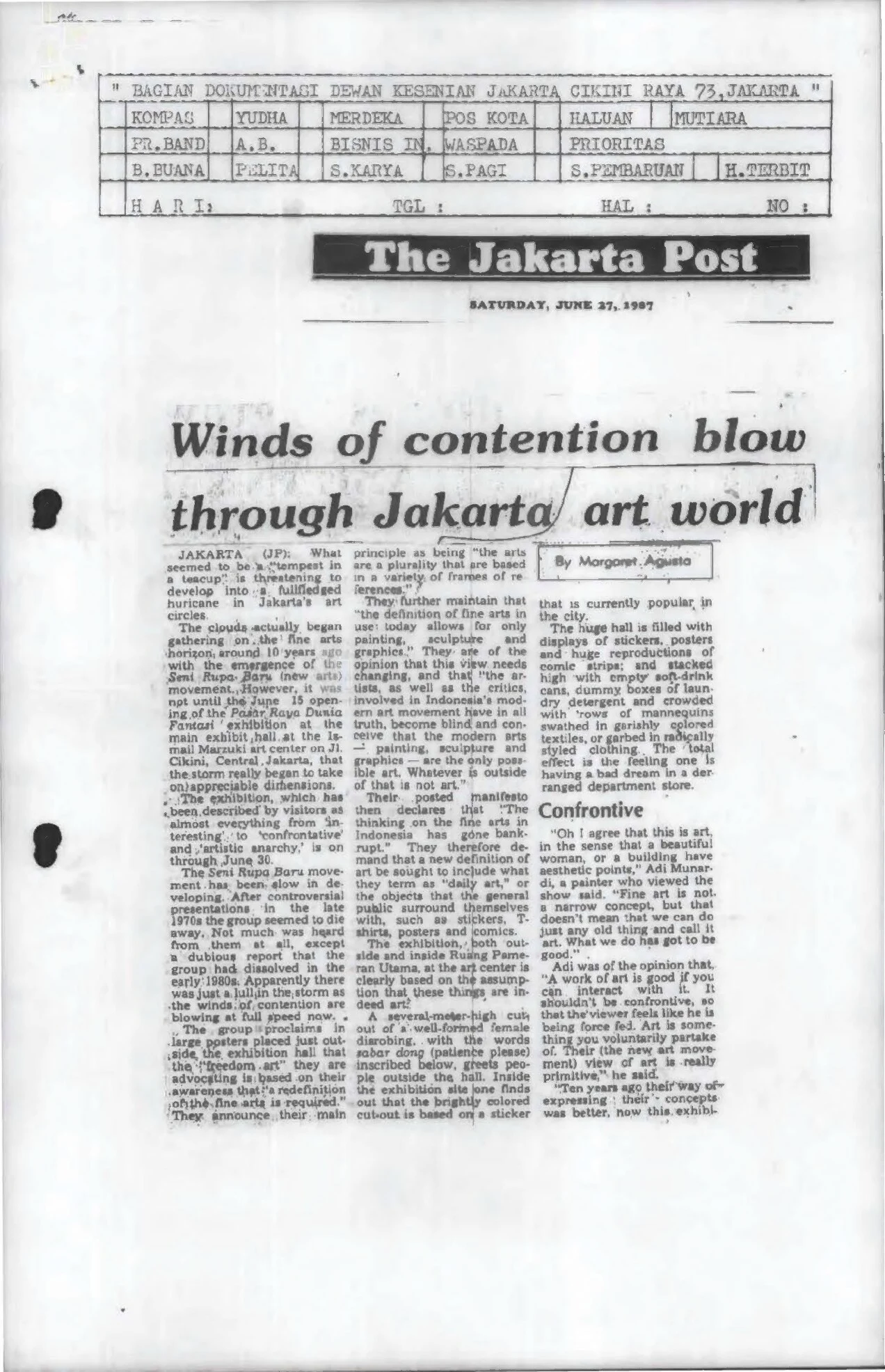 Winds Of Contention Blow Through Jakarta Art World