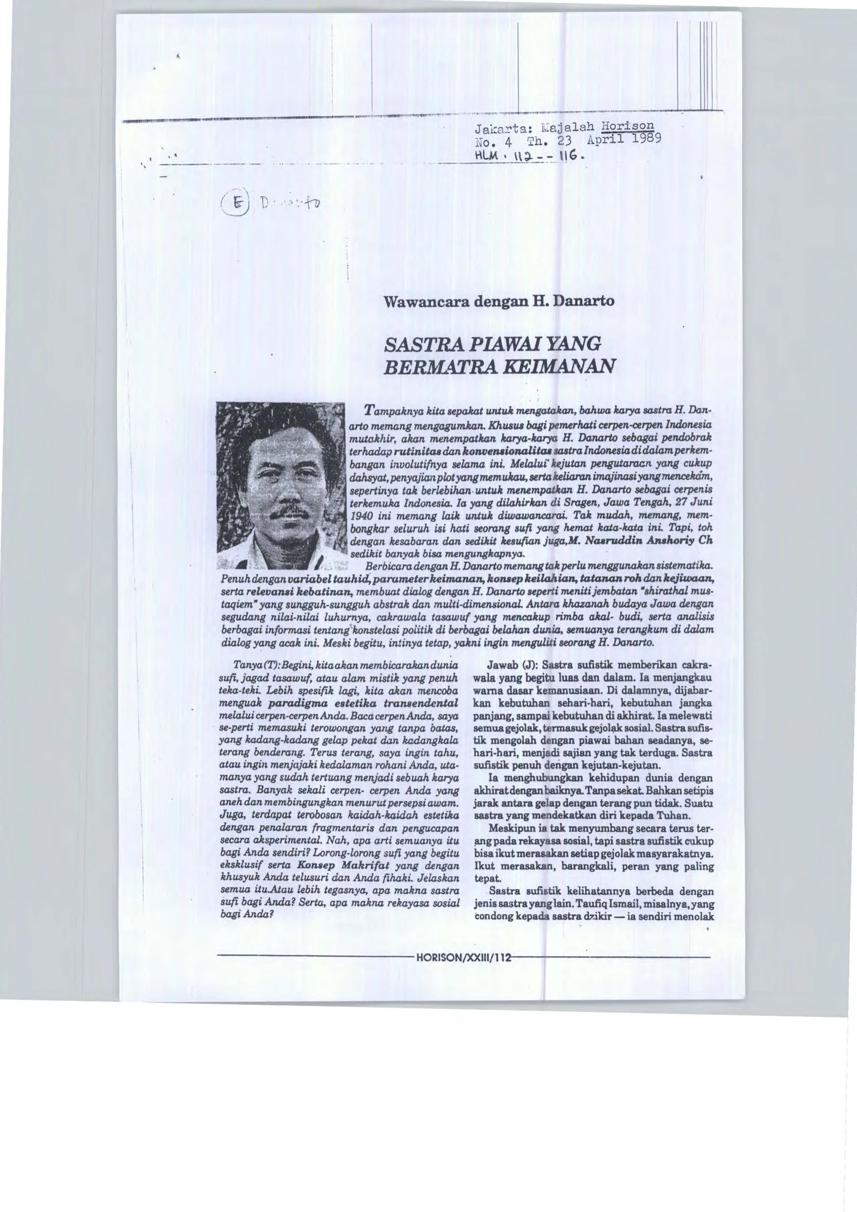Sastra Piawai Yang Bermatra Keimanan
