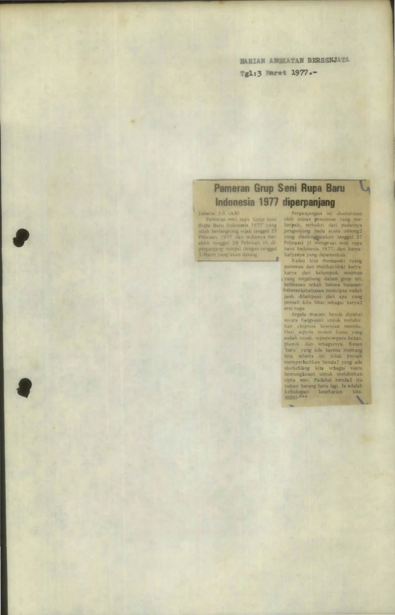 The Group Show of Indonesian New Art 1977 remains on display