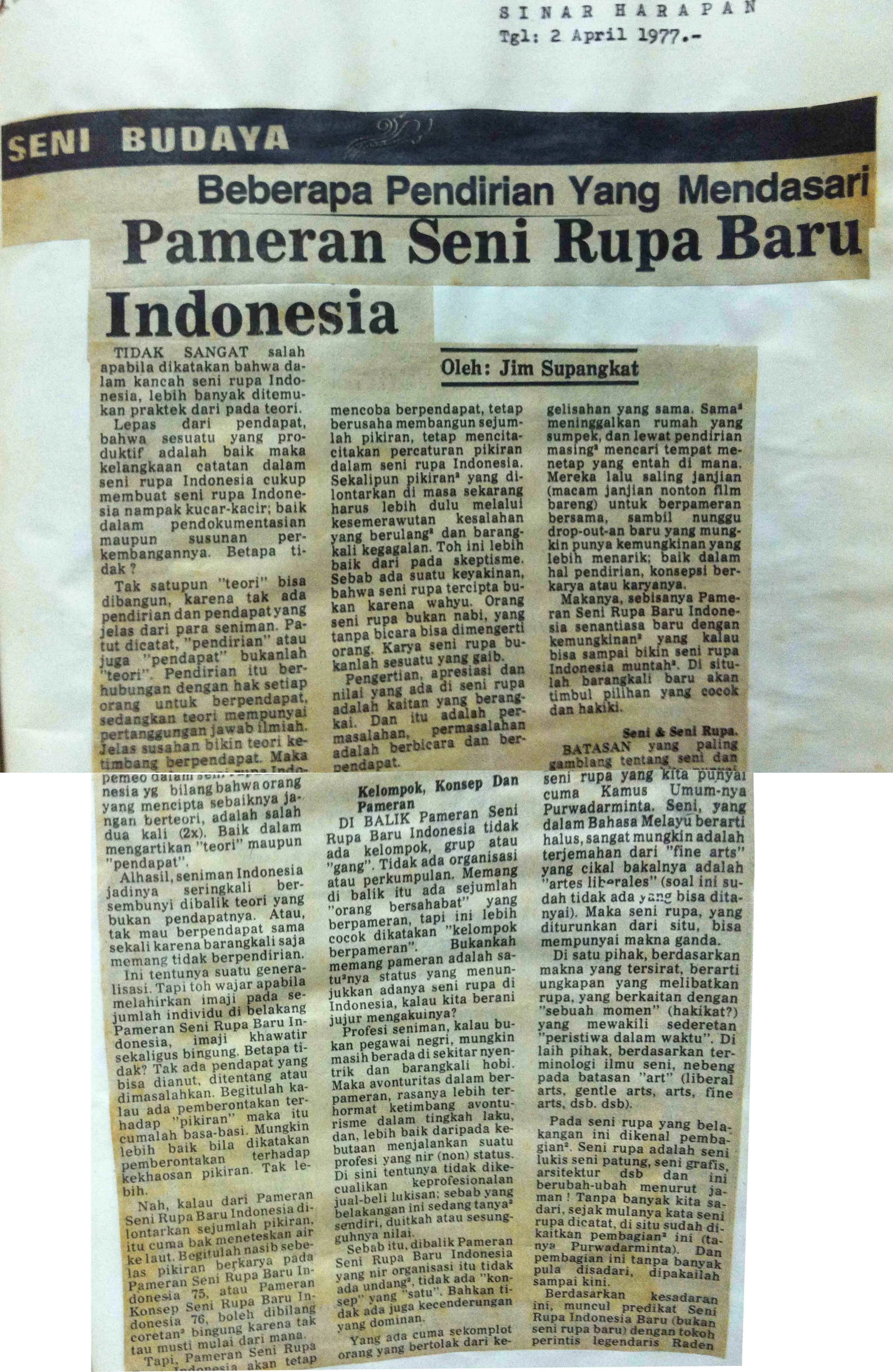 Underlying standpoints prior to the exhibition of Indonesian New Art