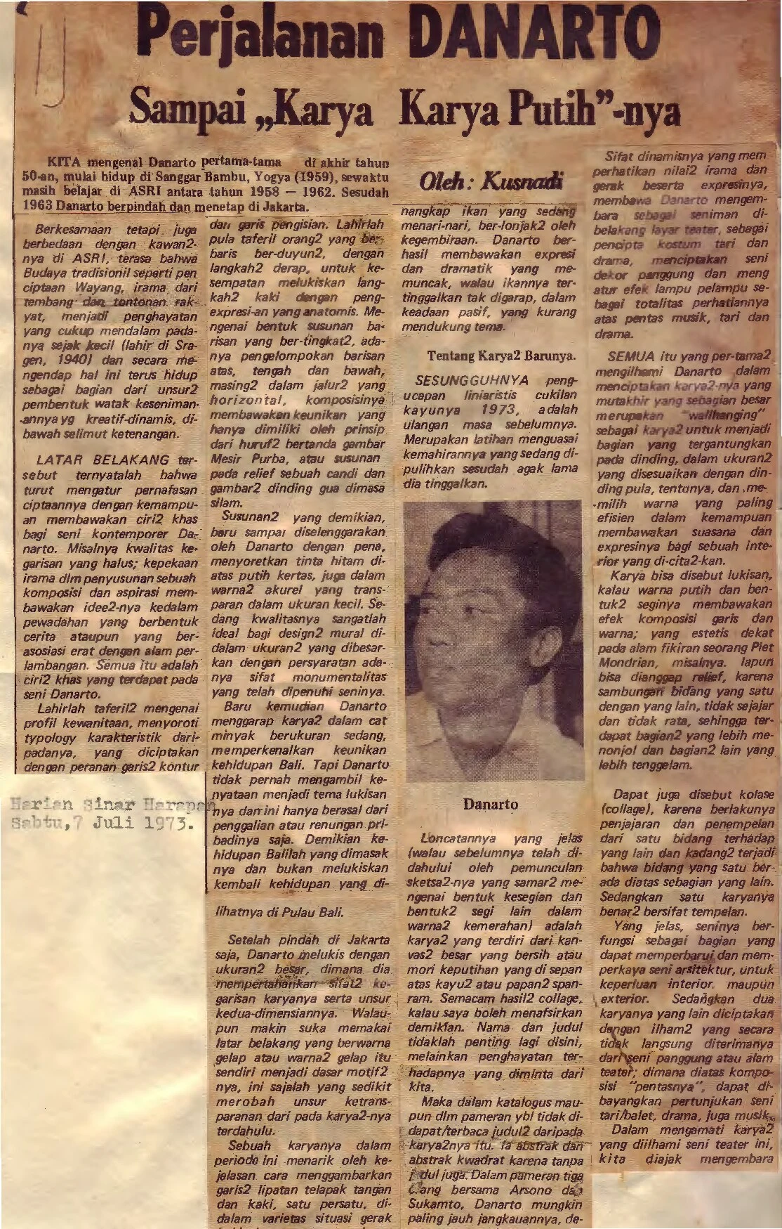 Danarto's journey up to his "White Works"