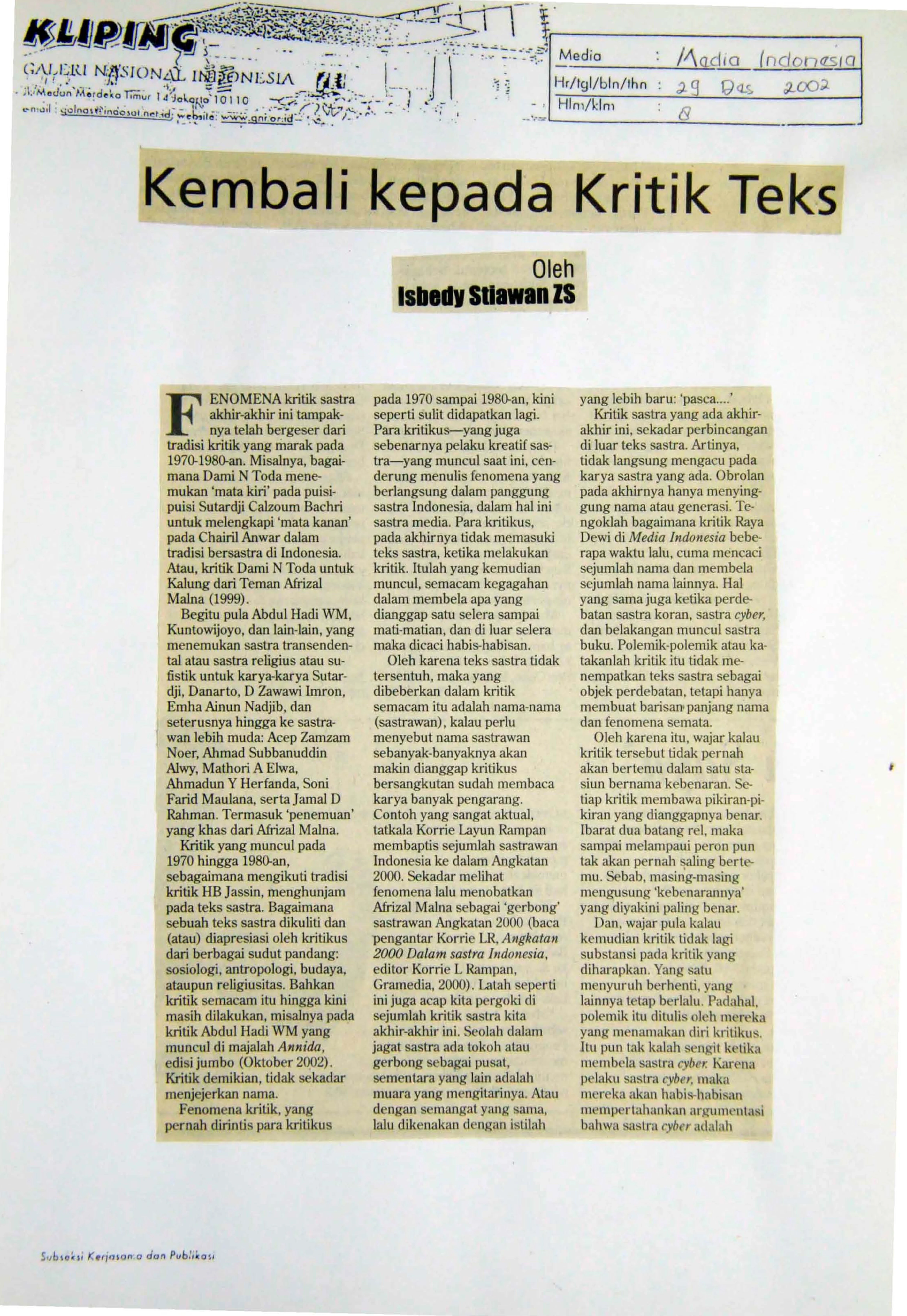 Kembali kepada Kritik Teks (Going back to Textual Critique)
