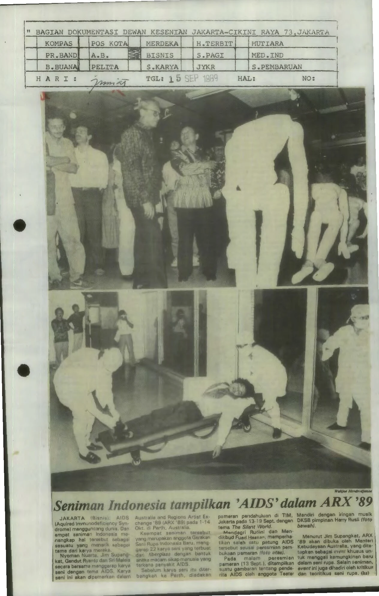 Artists from Indonesia brought up issues of AIDS for ARX 89