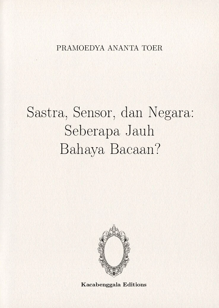 Sastra, Sensor, dan Negara