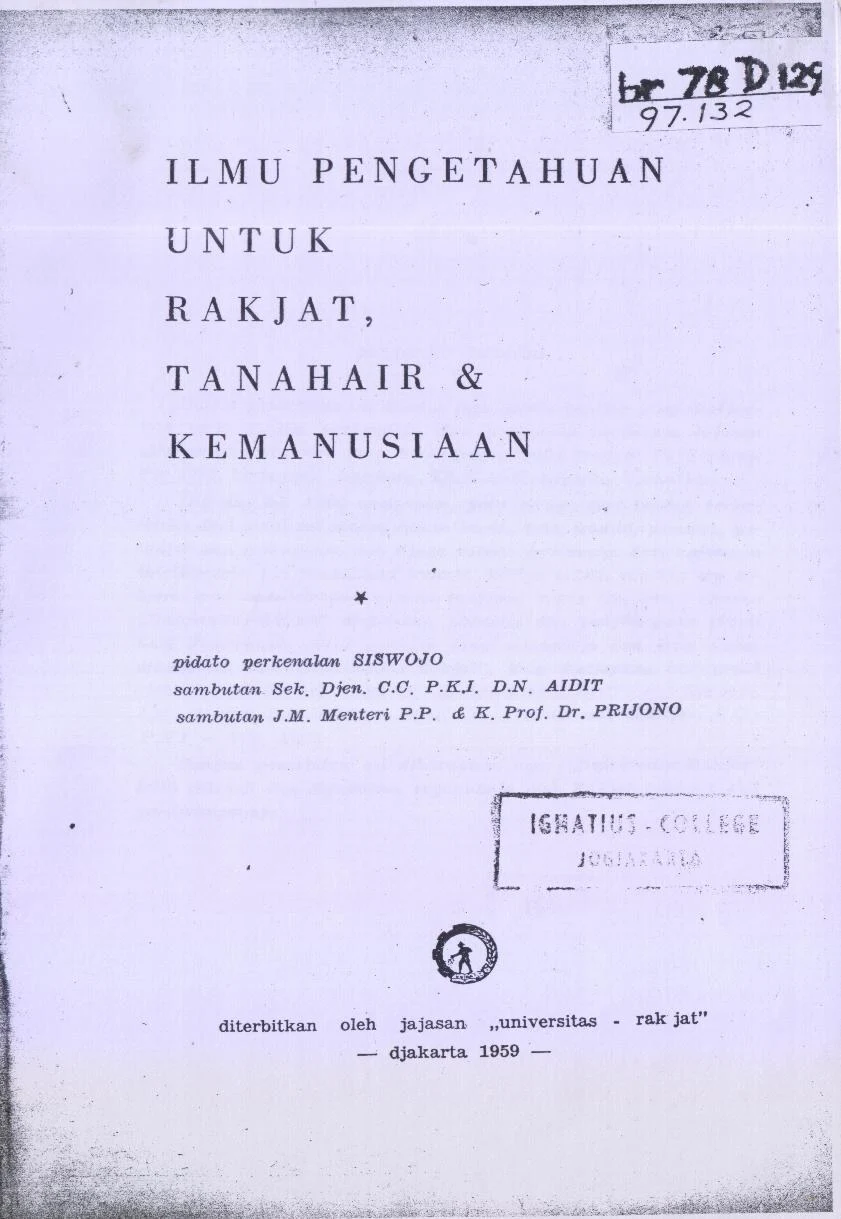 Ilmu Pengetahuan untuk Rakyat, Tanah Air, dan Kemanusiaan (Universitas Rakyat)